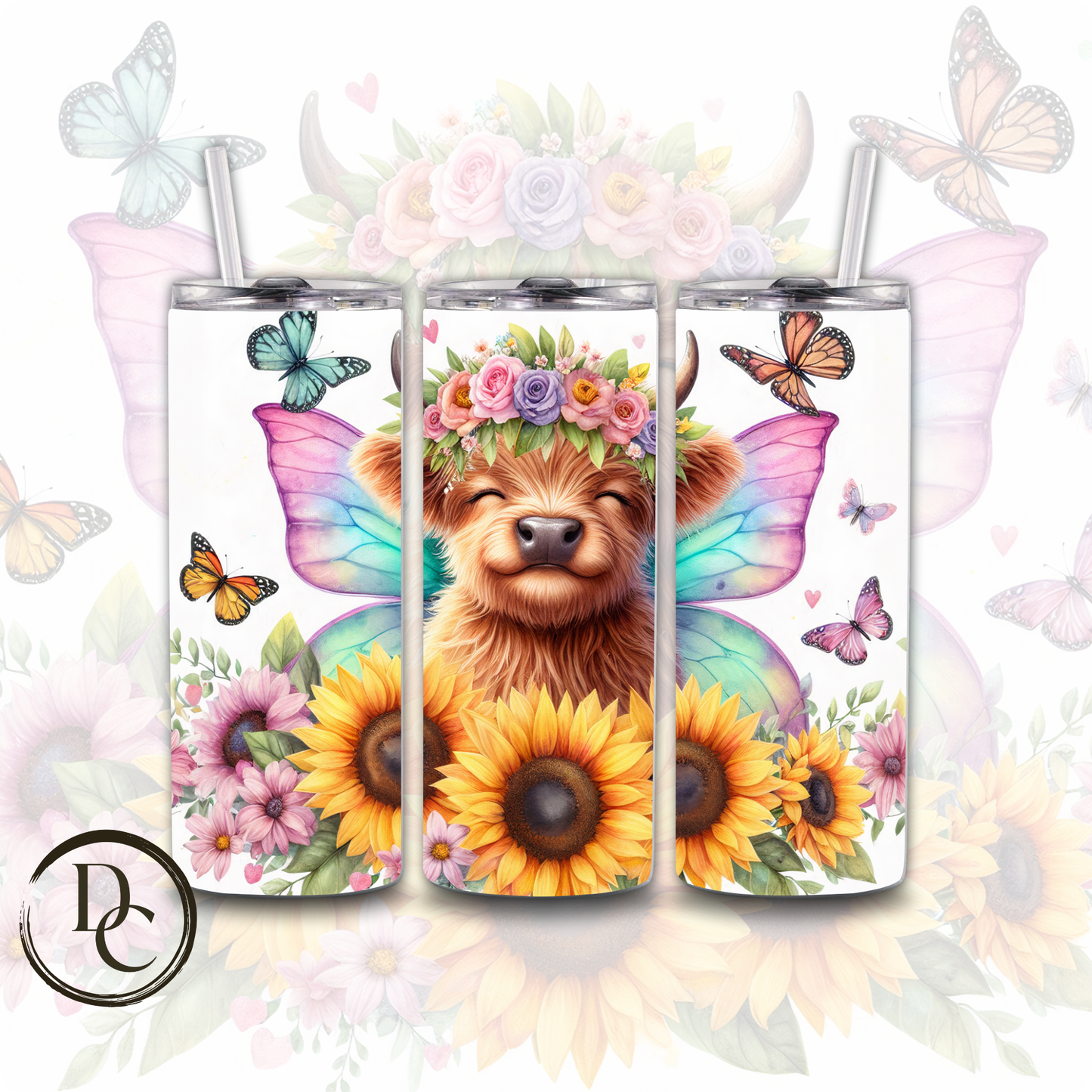 Kitten with Fairy Wings Animals 20 oz Custom Sublimation Tumbler Stainless Steel 13