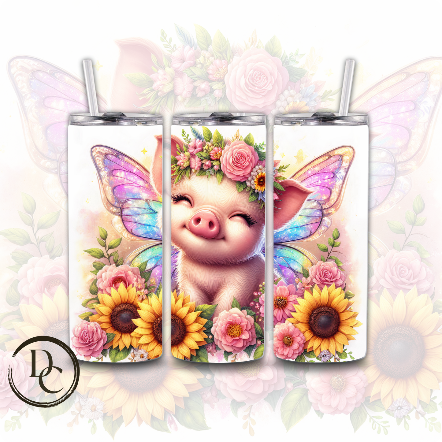 Kitten with Fairy Wings Animals 20 oz Custom Sublimation Tumbler Stainless Steel 13