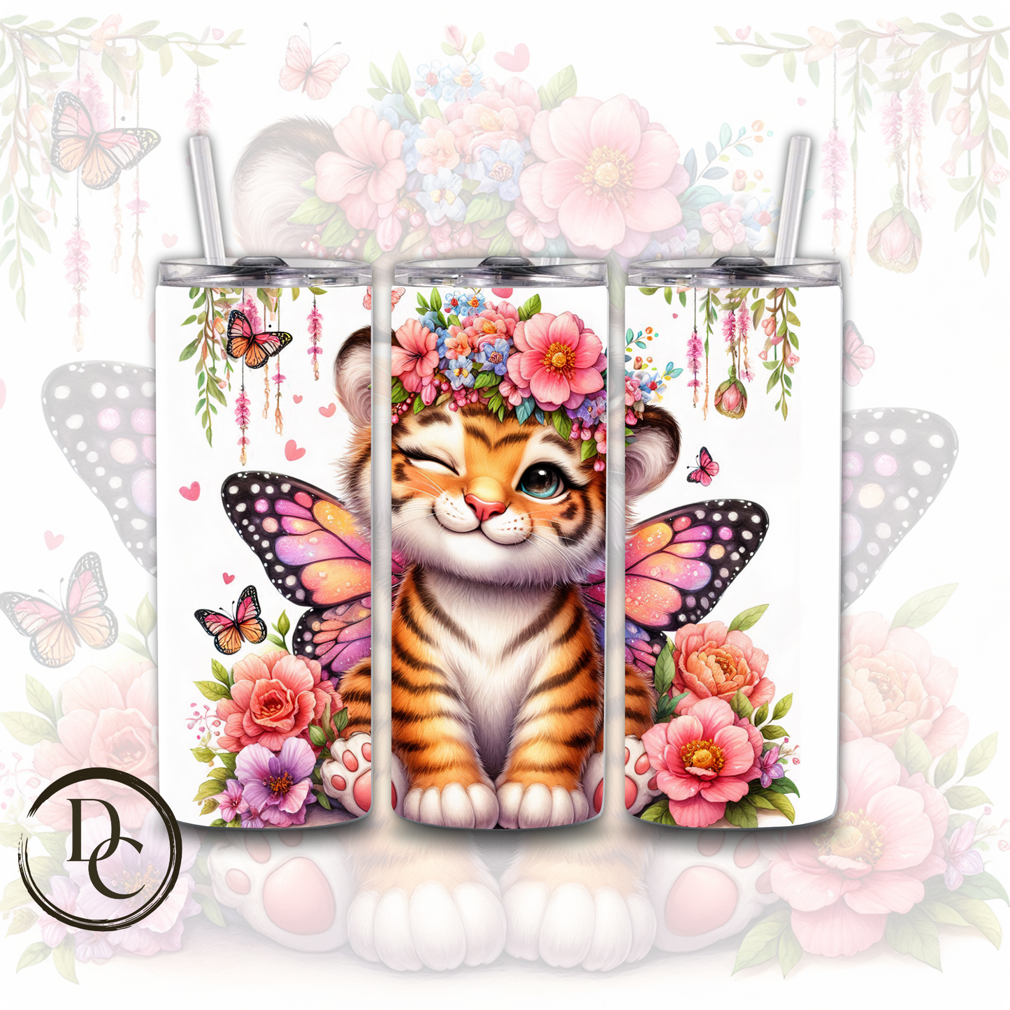 Bear with Fairy Wings Animals 20 oz Custom Sublimation Tumbler Stainless Steel #26