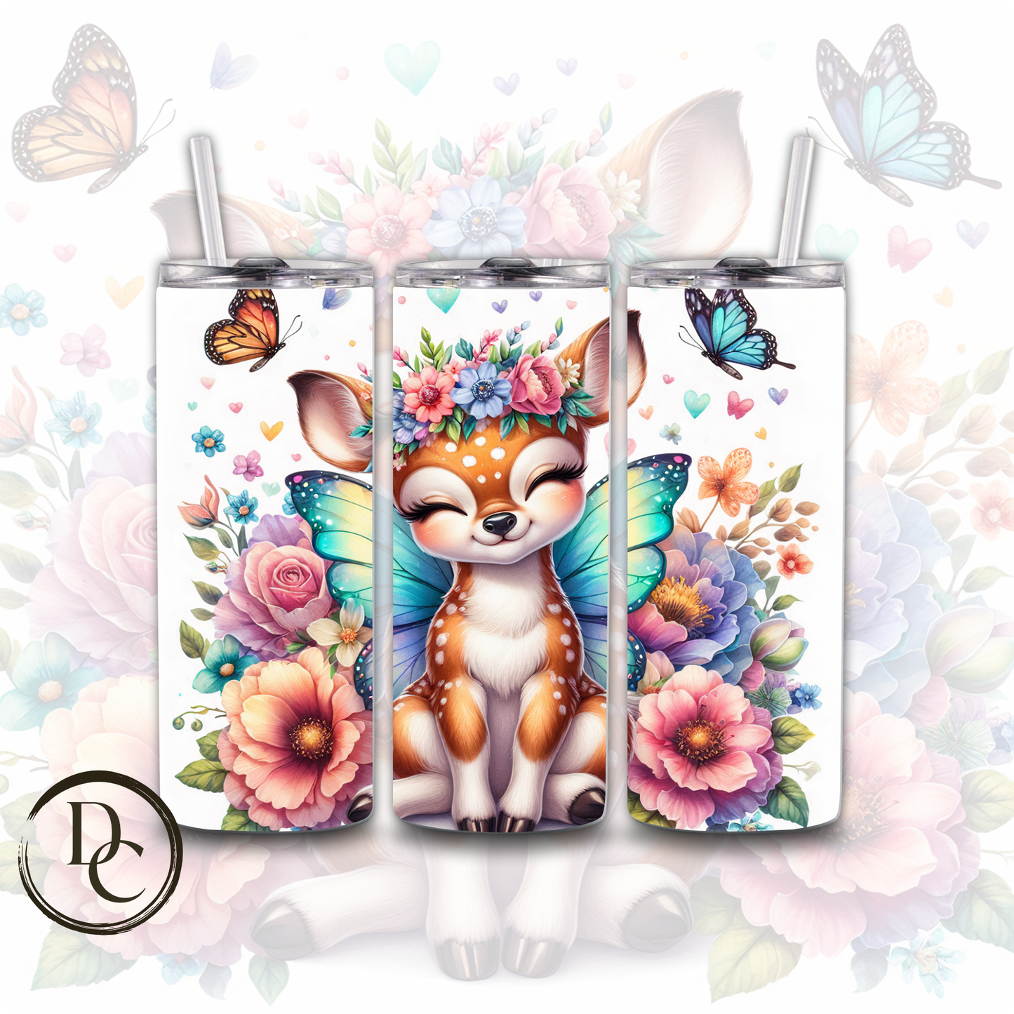 Bear with Fairy Wings Animals 20 oz Custom Sublimation Tumbler Stainless Steel #26
