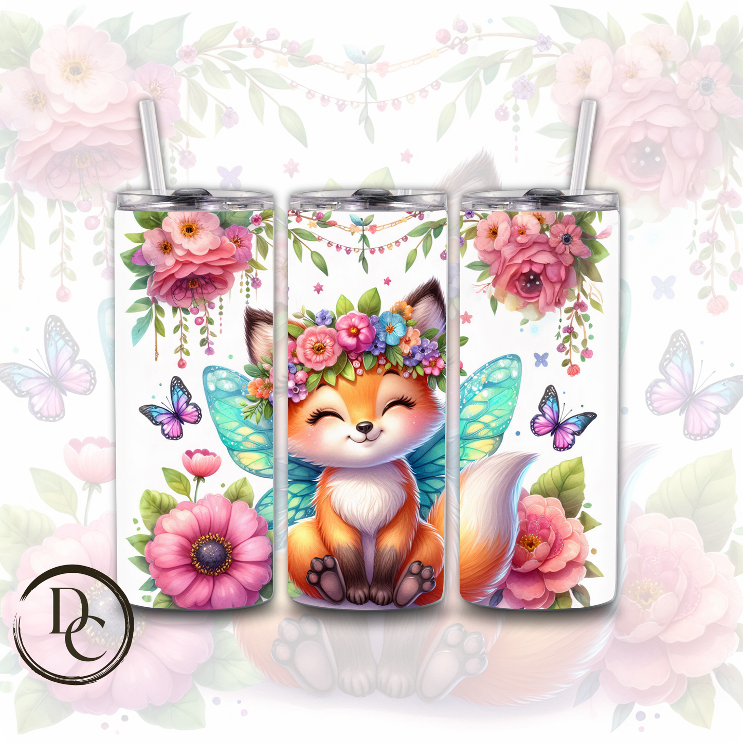 Bear with Fairy Wings Animals 20 oz Custom Sublimation Tumbler Stainless Steel #26
