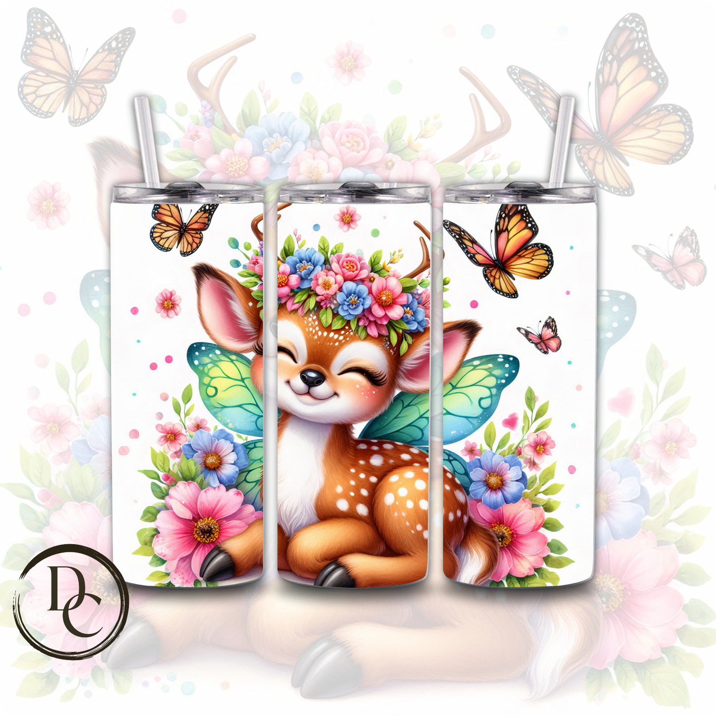 Deer with Fairy Wings Animals 20 oz Custom Sublimation Tumbler Stainless Steel 32