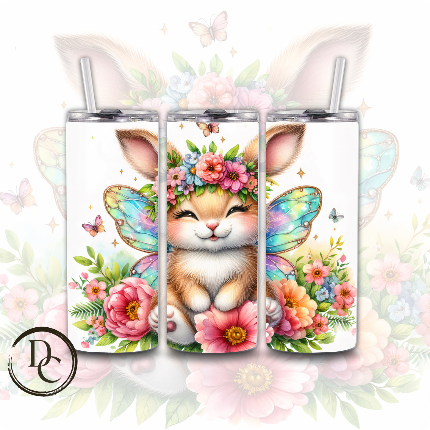Deer with Fairy Wings Animals 20 oz Custom Sublimation Tumbler Stainless Steel 32