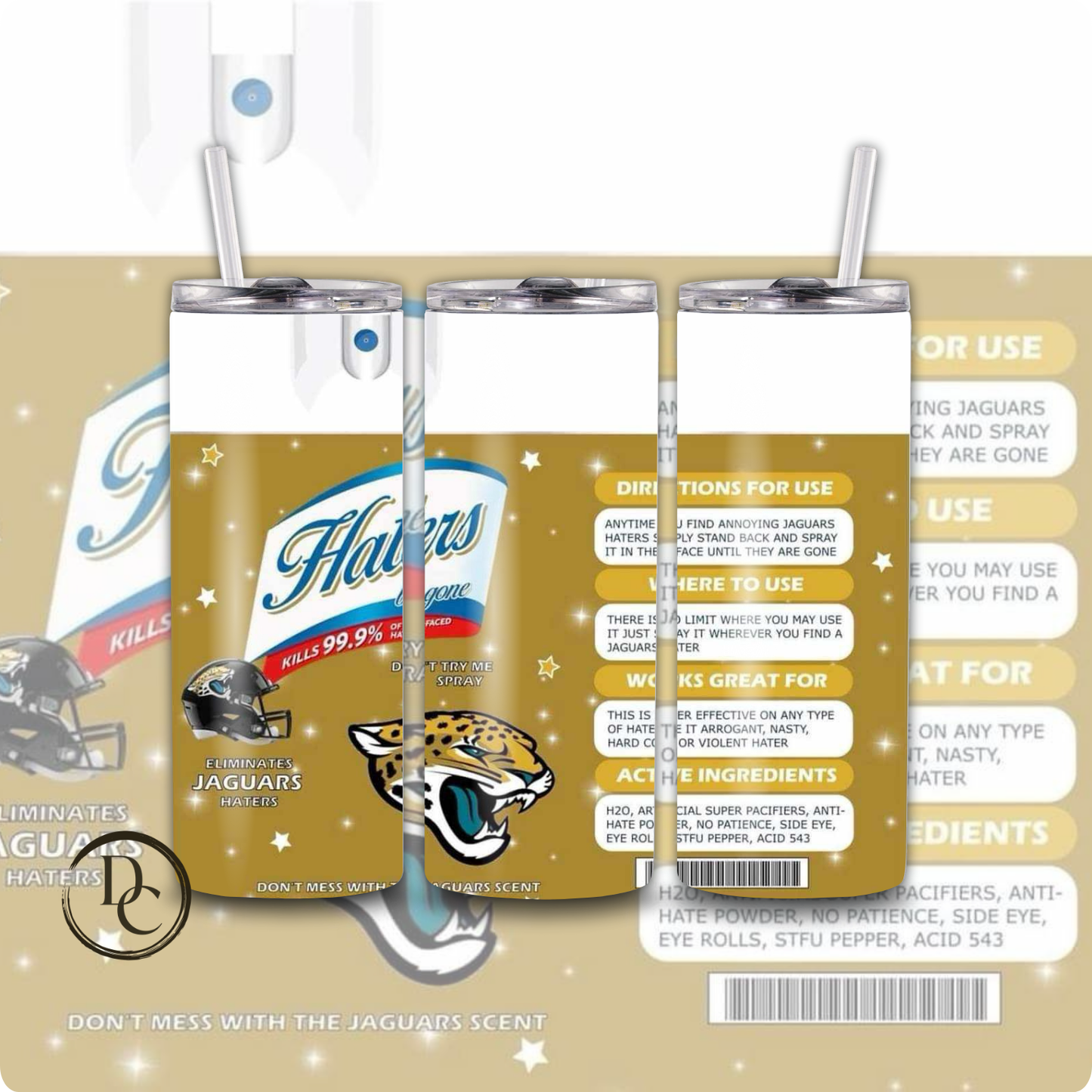 Haters Be Gone Football 20 oz Custom Sublimation Tumbler Stainless Steel # 12