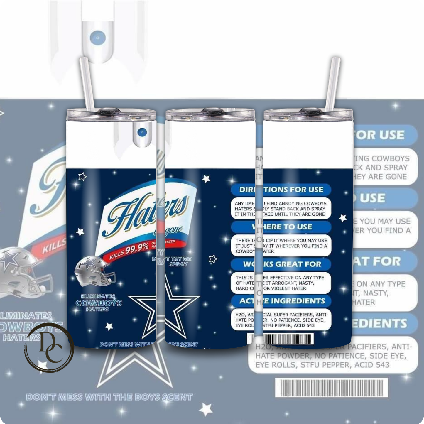 Haters Be Gone Football 20 oz Custom Sublimation Tumbler Stainless Steel# 15 Broncos