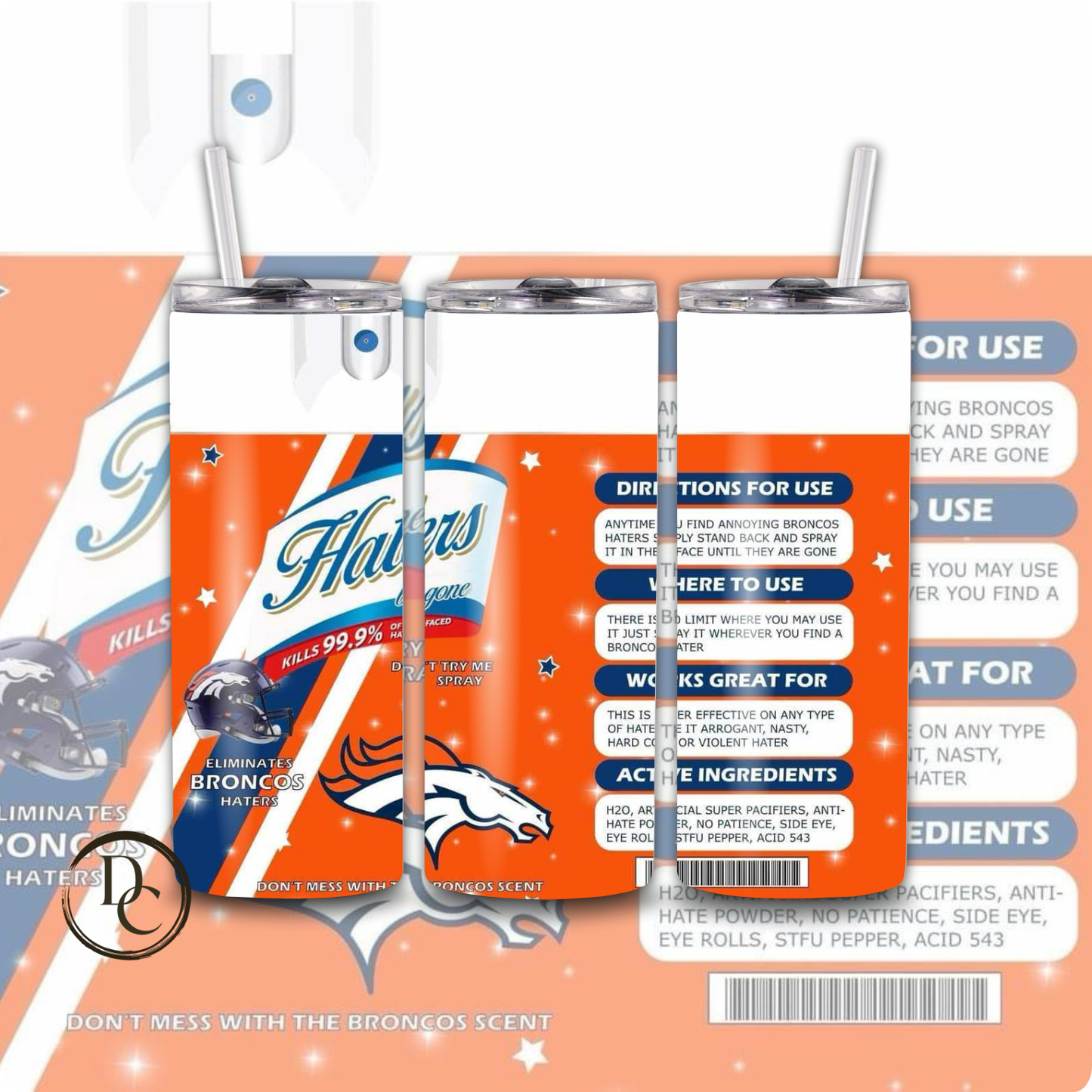 Haters Be Gone Football 20 oz Custom Sublimation Tumbler Stainless Steel # 16 Texans