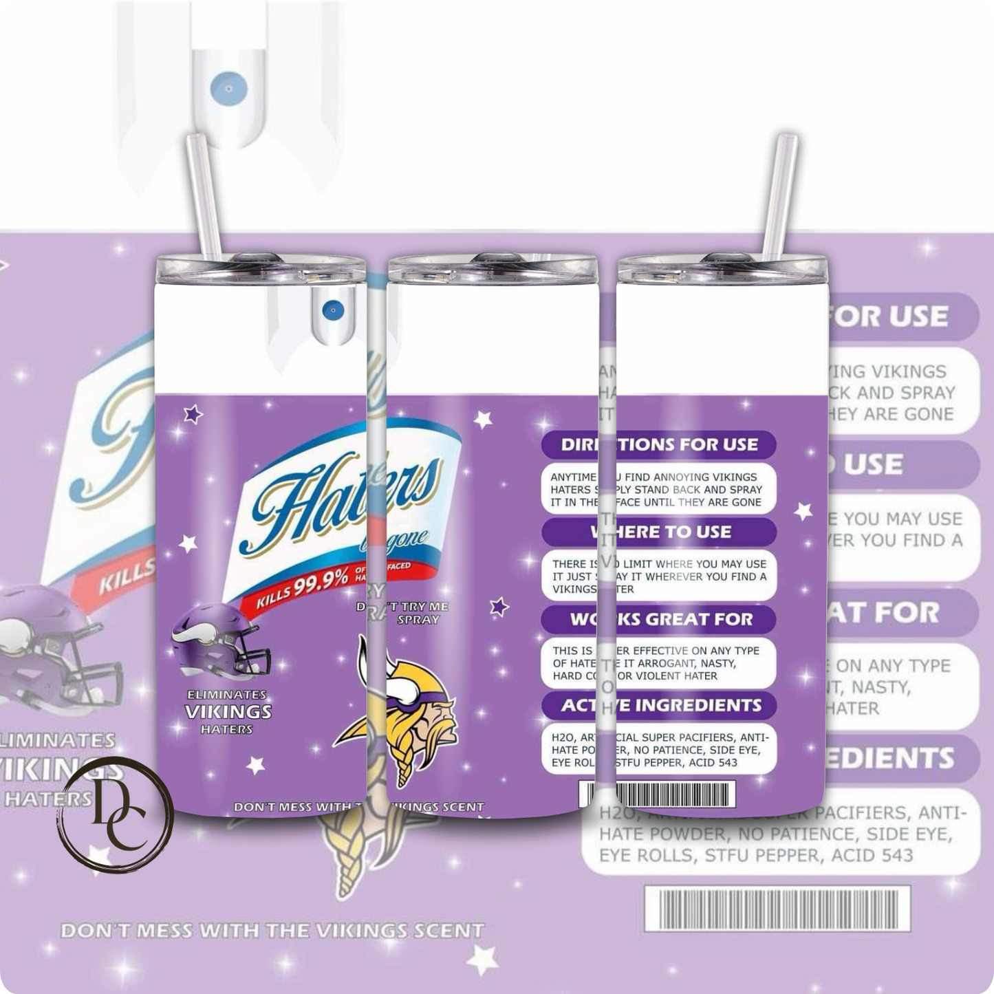 Haters Be Gone Football 20 oz Custom Sublimation Tumbler Stainless Steel# 20 Buccaneers