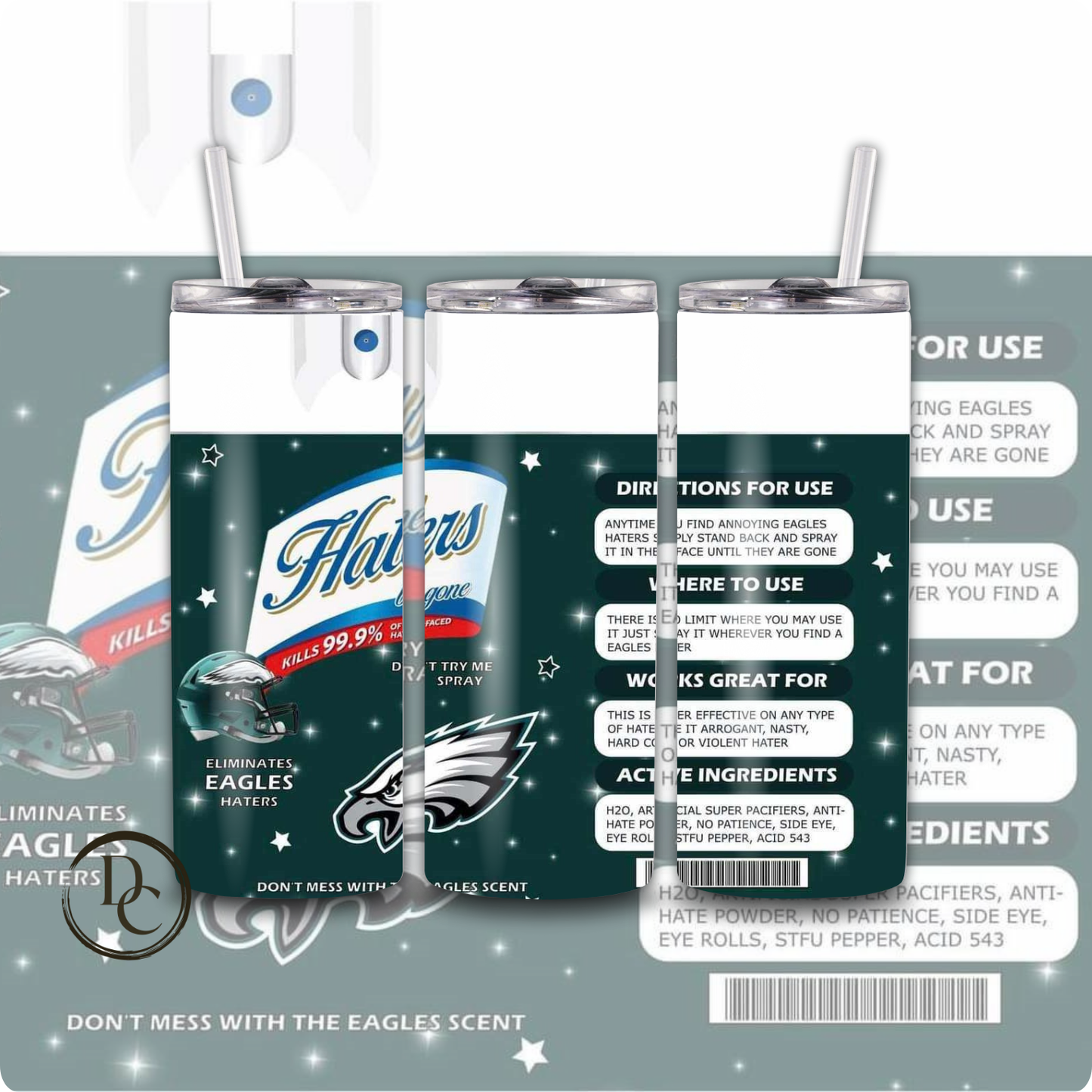 Haters Be Gone Football 20 oz Custom Sublimation Tumbler Stainless Steel # 5