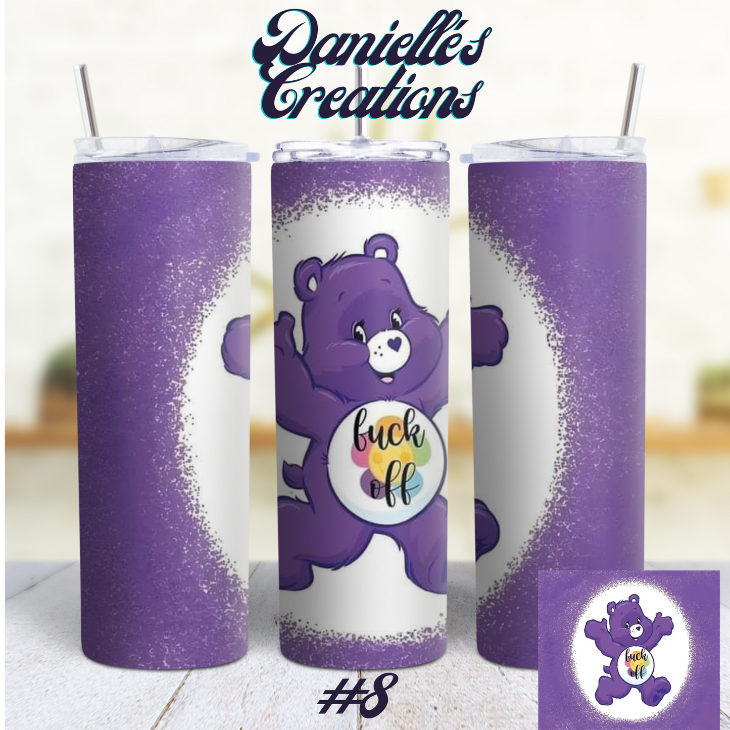Swear Bear 20 oz Custom Sublimation Tumbler Stainless Steel Eat Shit