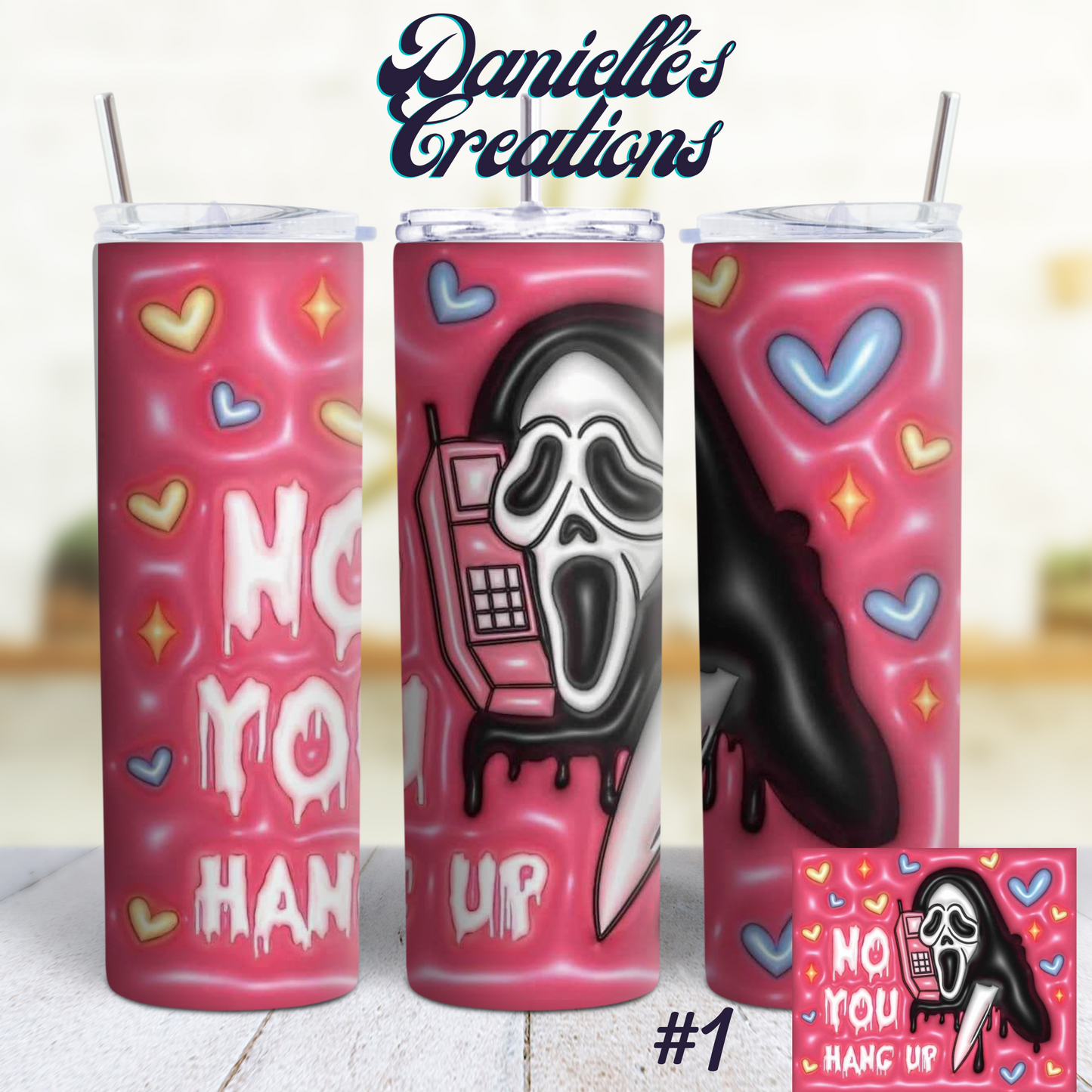 Halloween 20 oz skinny tumblers ghost face No You Hang up #1