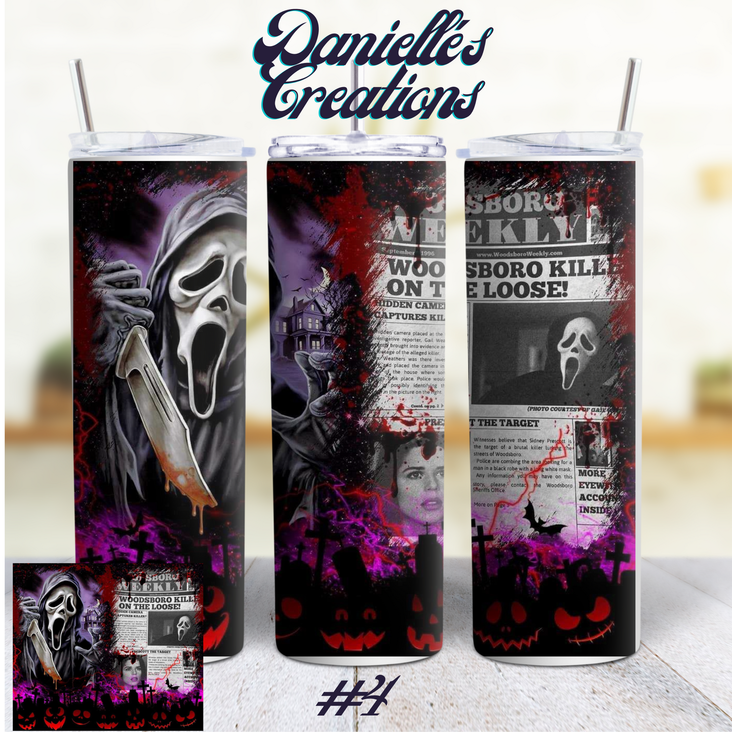 Halloween 20 oz skinny tumblers ghost face <3 #4