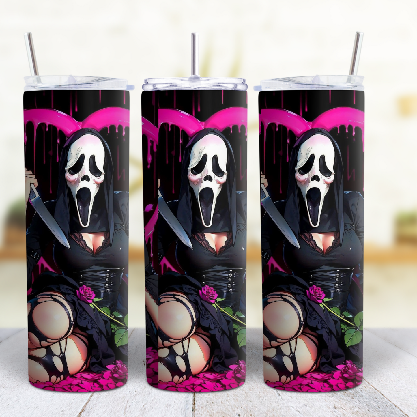 Ghost Face Halloween 20 oz Custom Sublimation Tumbler Stainless Steel 29