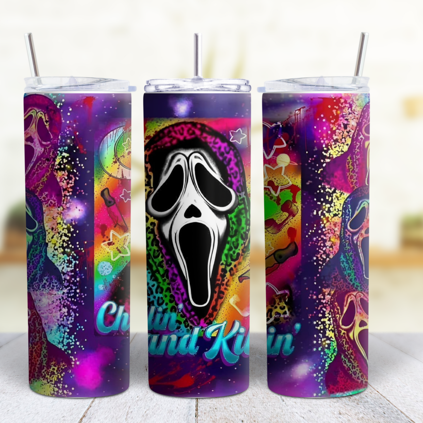 Ghost Face Halloween 20 oz Custom Sublimation Tumbler Stainless Steel 30
