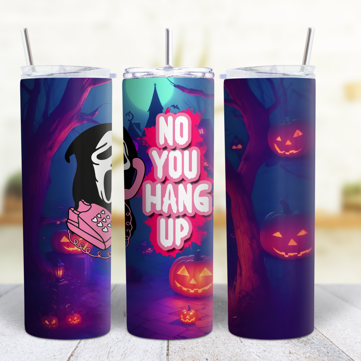 Ghost Face Halloween 20 oz Custom Sublimation Tumbler Stainless Steel 34