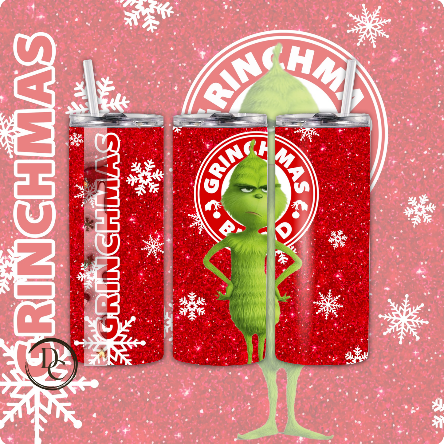 Dear Santa Grinch 20 oz Custom Sublimation Tumbler Stainless Steel # 14