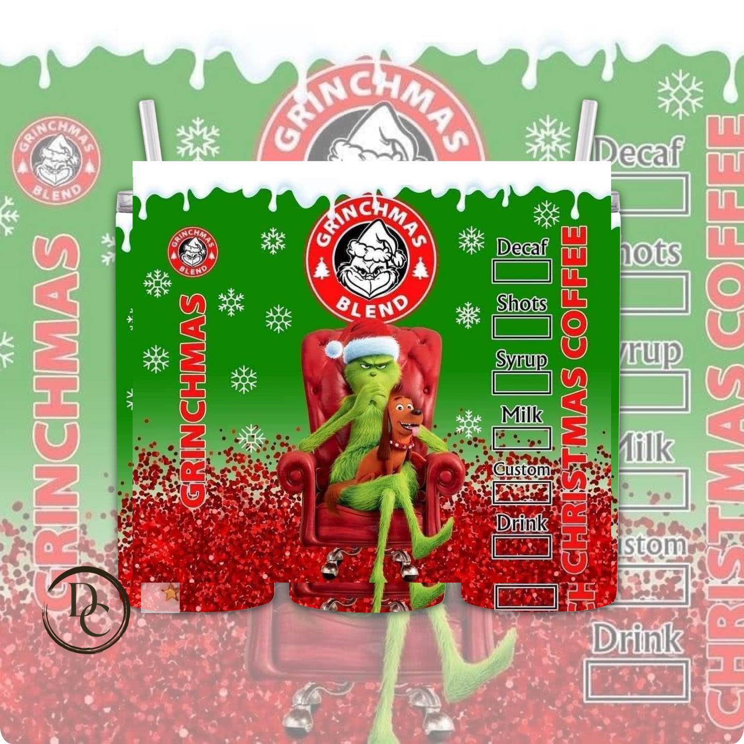 Grinch 20 oz Custom Sublimation Tumbler Stainless Steel # 17