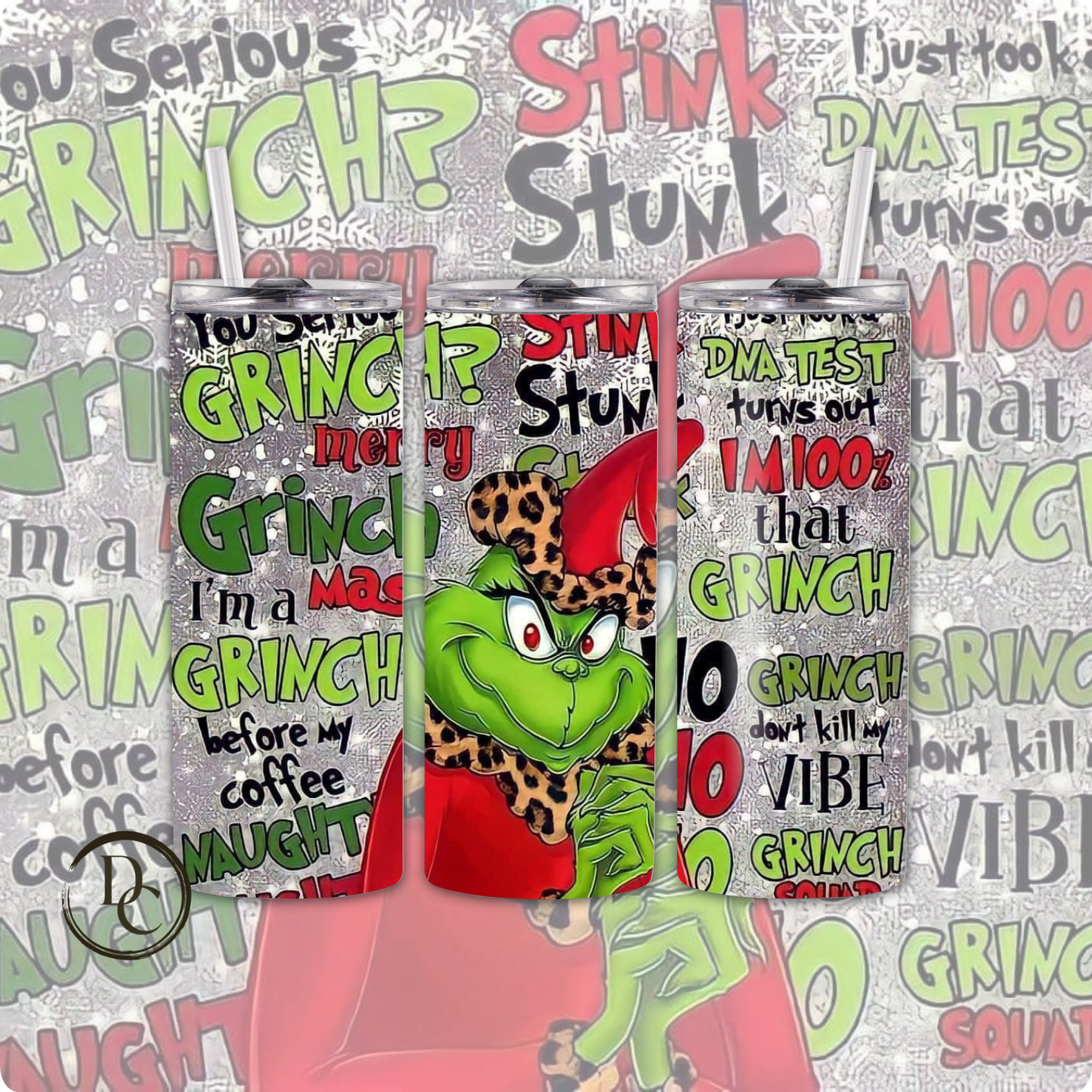 Believe DNA Test Grinch 20 oz Custom Sublimation Tumbler Stainless Steel 24