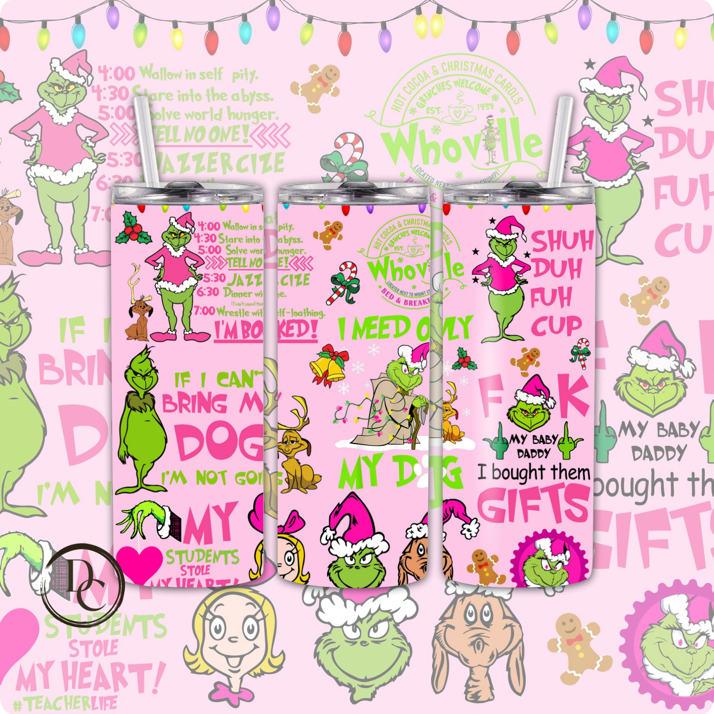 Grinch 20 oz Custom Sublimation Tumbler Stainless Steel 30