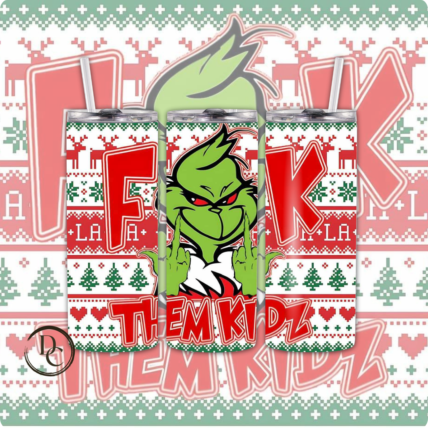 Grinch 20 oz Custom Sublimation Tumbler Stainless Steel 32