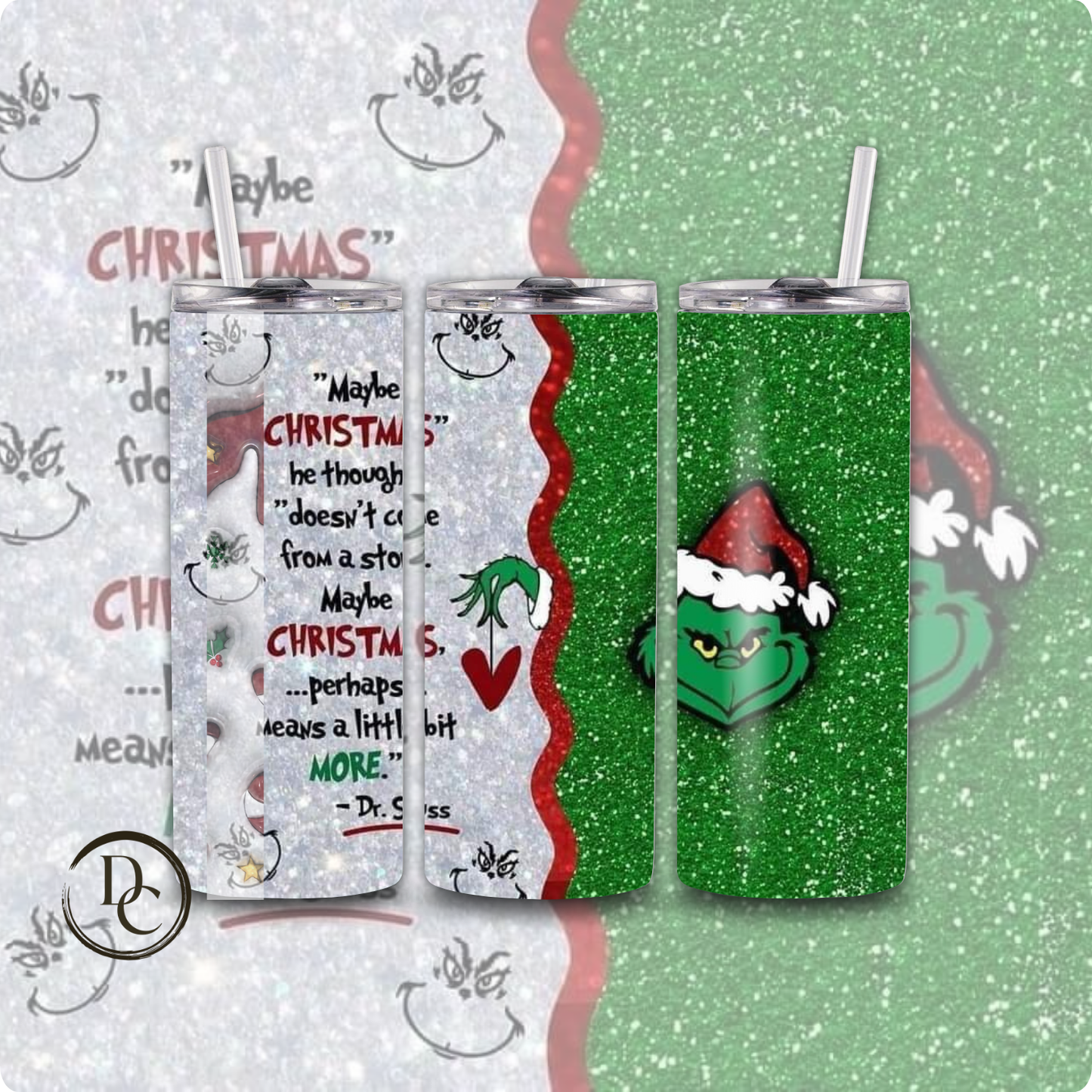 Grinchmas Vibes 20 oz Custom Sublimation Tumbler Stainless Steel # 5