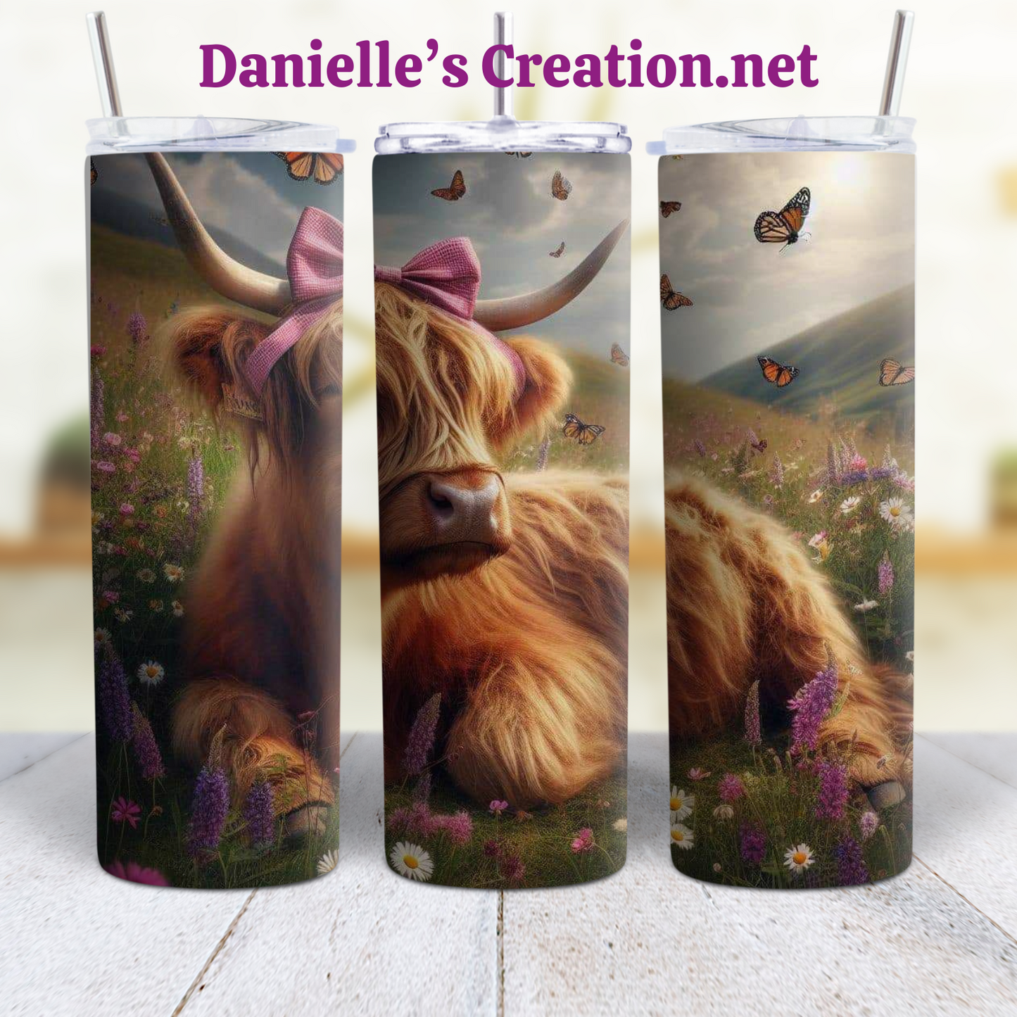 HIGHLAND COW 20 oz Custom Sublimation Tumbler Stainless Steel #17