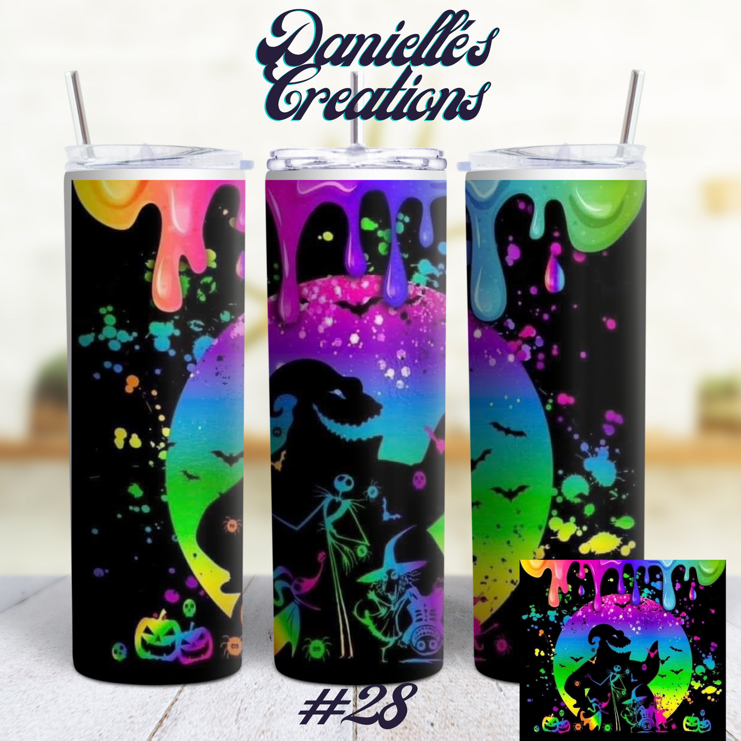 Halloween 20 oz Custom Sublimation Tumbler Stainless Steel Insulated Horror #28