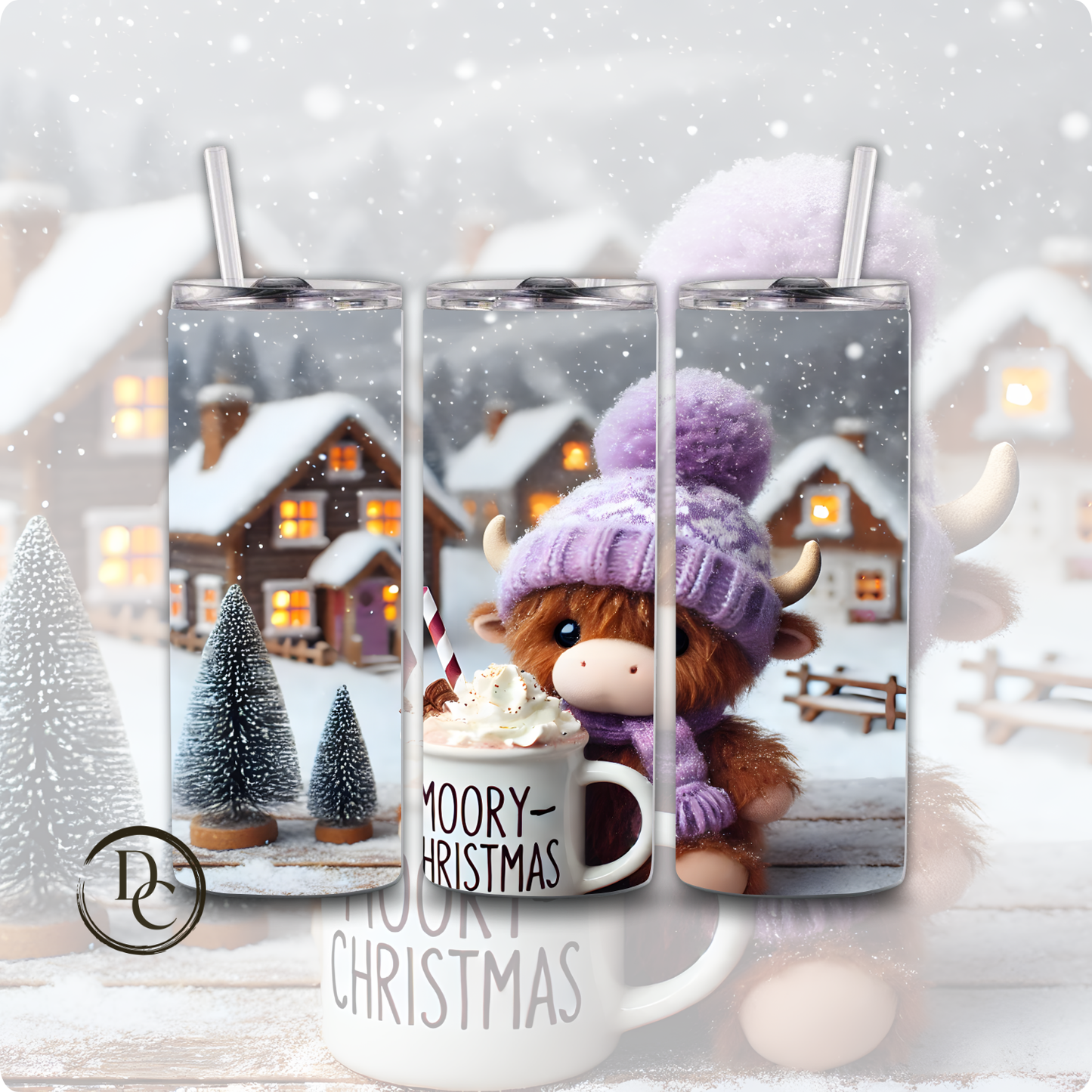 Baby Highland Cow Christmas 20 oz Custom Sublimation Tumbler Stainless Steel #25