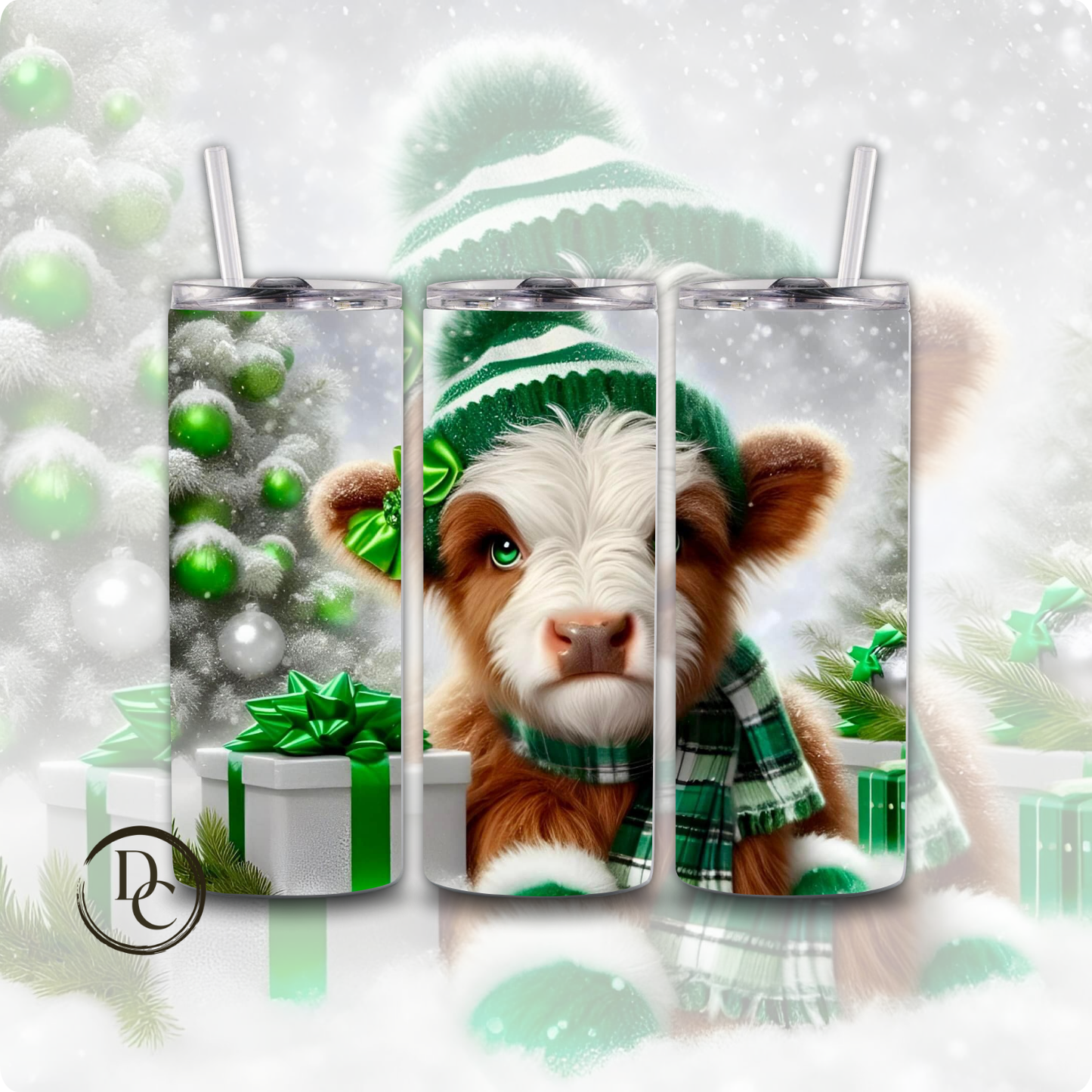 Baby Highland Cow Christmas 20 oz Custom Sublimation Tumbler Stainless Steel #5