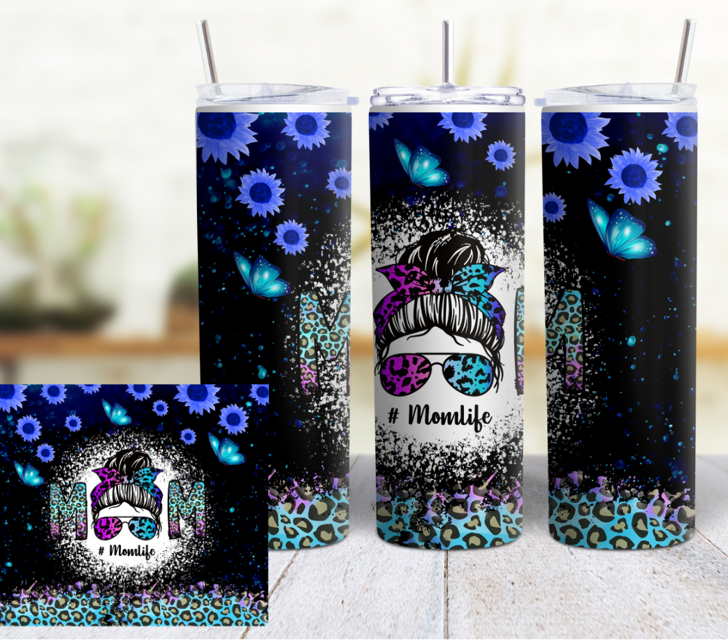 Messy Bun, Mom Life, MOTHER'S DAY 20 oz Custom Sublimation Tumbler Stainless Steel