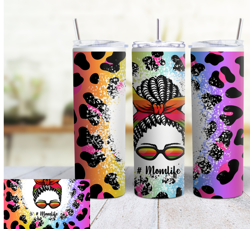 Messy Bun, Mom Life, MOTHER'S DAY 20 oz Custom Sublimation Tumbler Stainless Steel