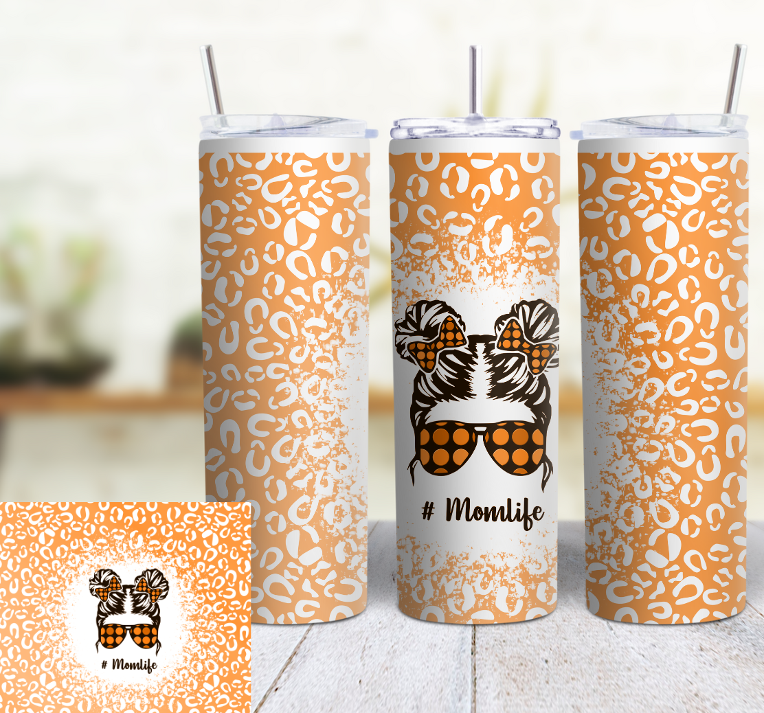 Messy Bun, Mom Life, MOTHER'S DAY 20 oz Custom Sublimation Tumbler Stainless Steel