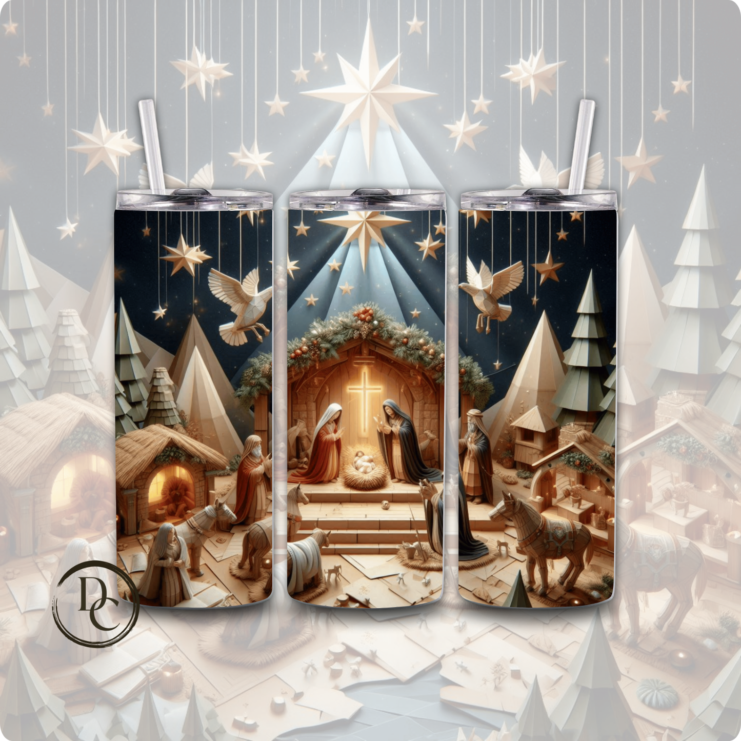 Nativity Christmas 20 oz Custom Sublimation Tumbler Stainless Steel #1