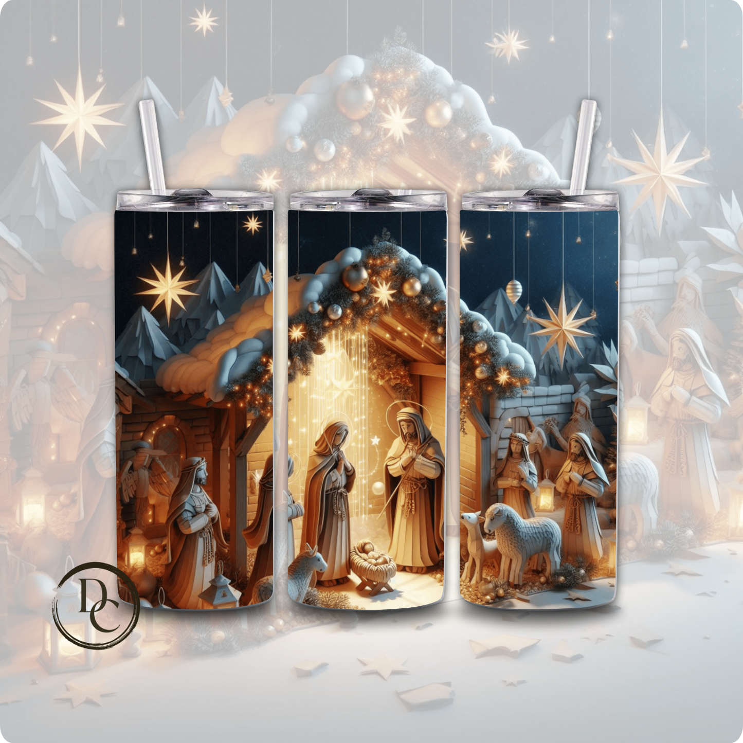 Nativity Christmas 20 oz Custom Sublimation Tumbler Stainless Steel #13
