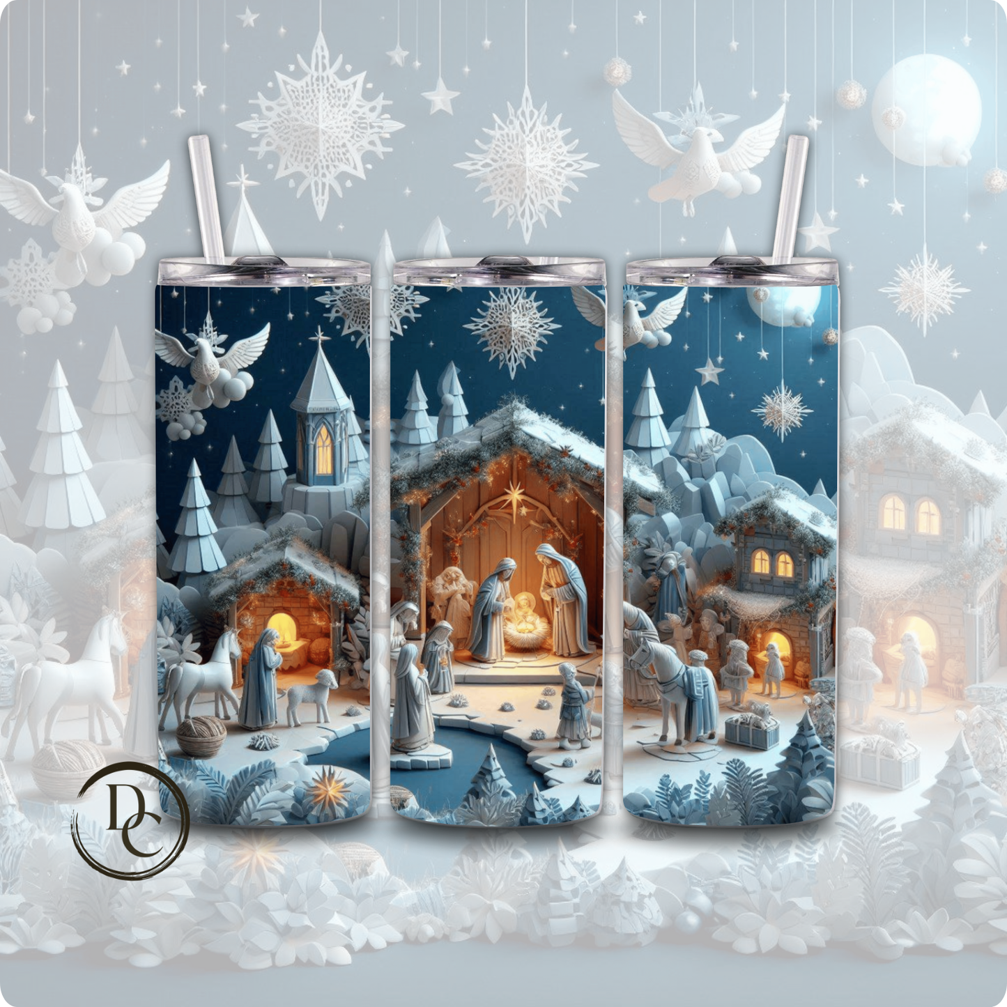 Nativity Christmas 20 oz Custom Sublimation Tumbler Stainless Steel #14