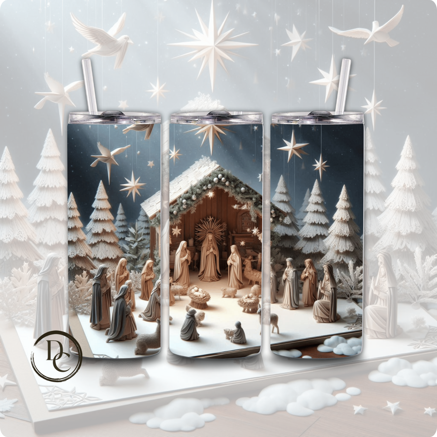 Nativity Christmas 20 oz Custom Sublimation Tumbler Stainless Steel #16