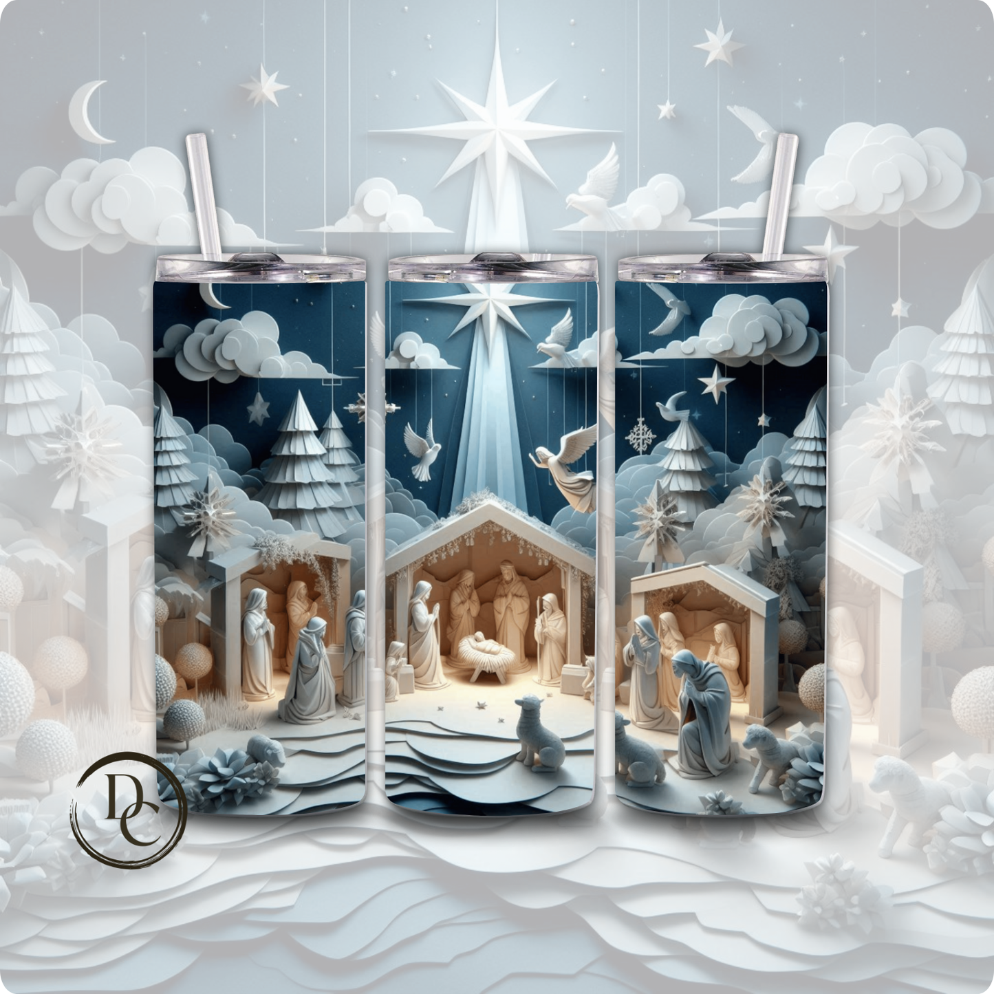 Nativity Christmas 20 oz Custom Sublimation Tumbler Stainless Steel #17