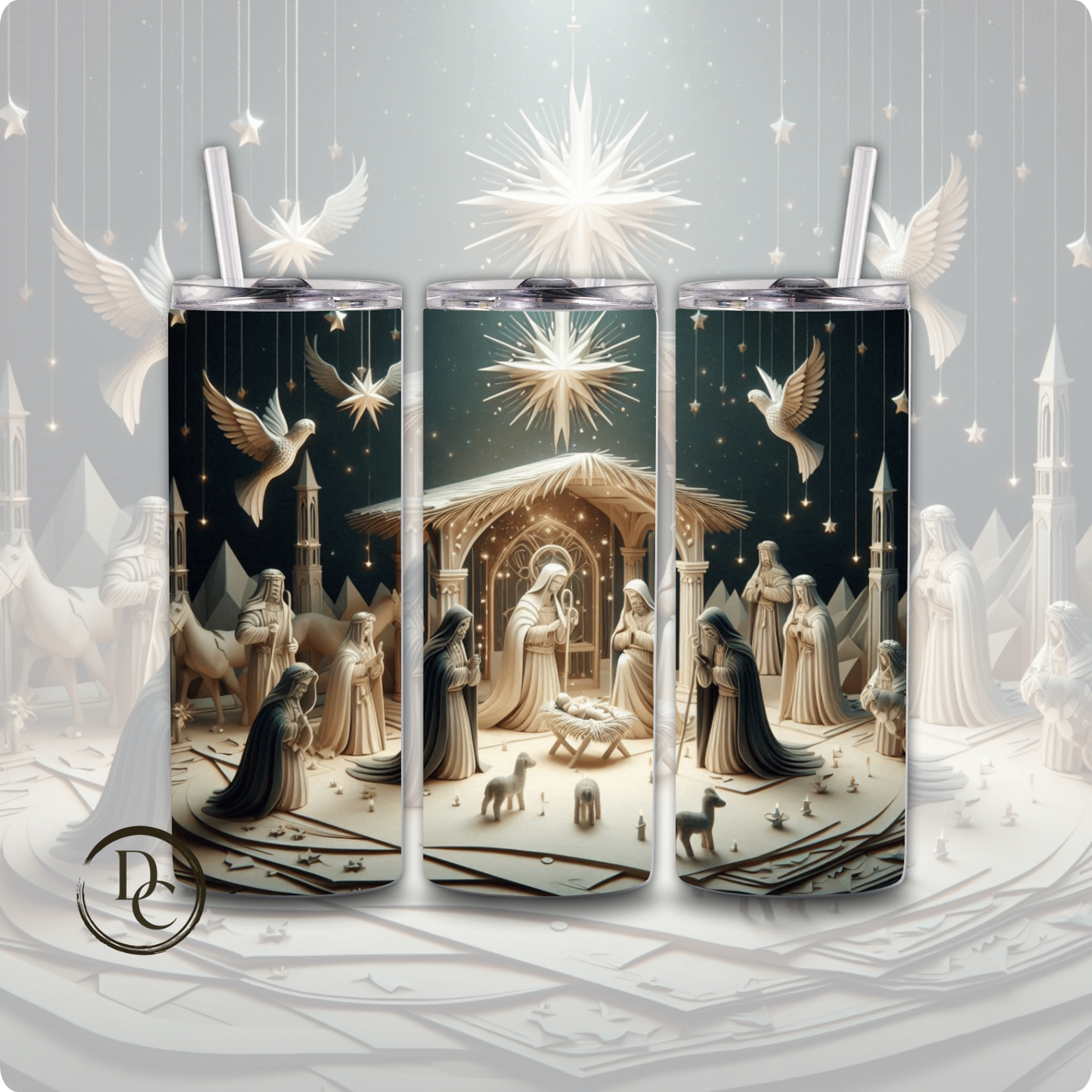 Nativity Christmas 20 oz Custom Sublimation Tumbler Stainless Steel #19