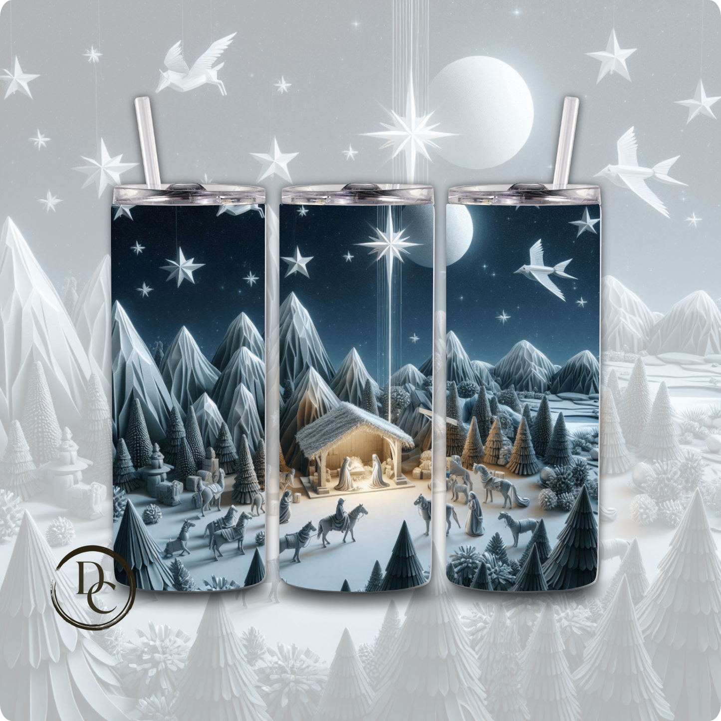 Nativity Christmas 20 oz Custom Sublimation Tumbler Stainless Steel #3