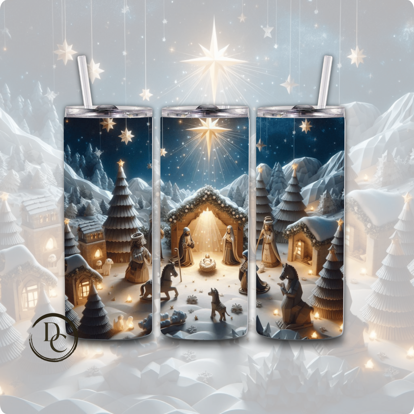 Nativity Christmas 20 oz Custom Sublimation Tumbler Stainless Steel #8