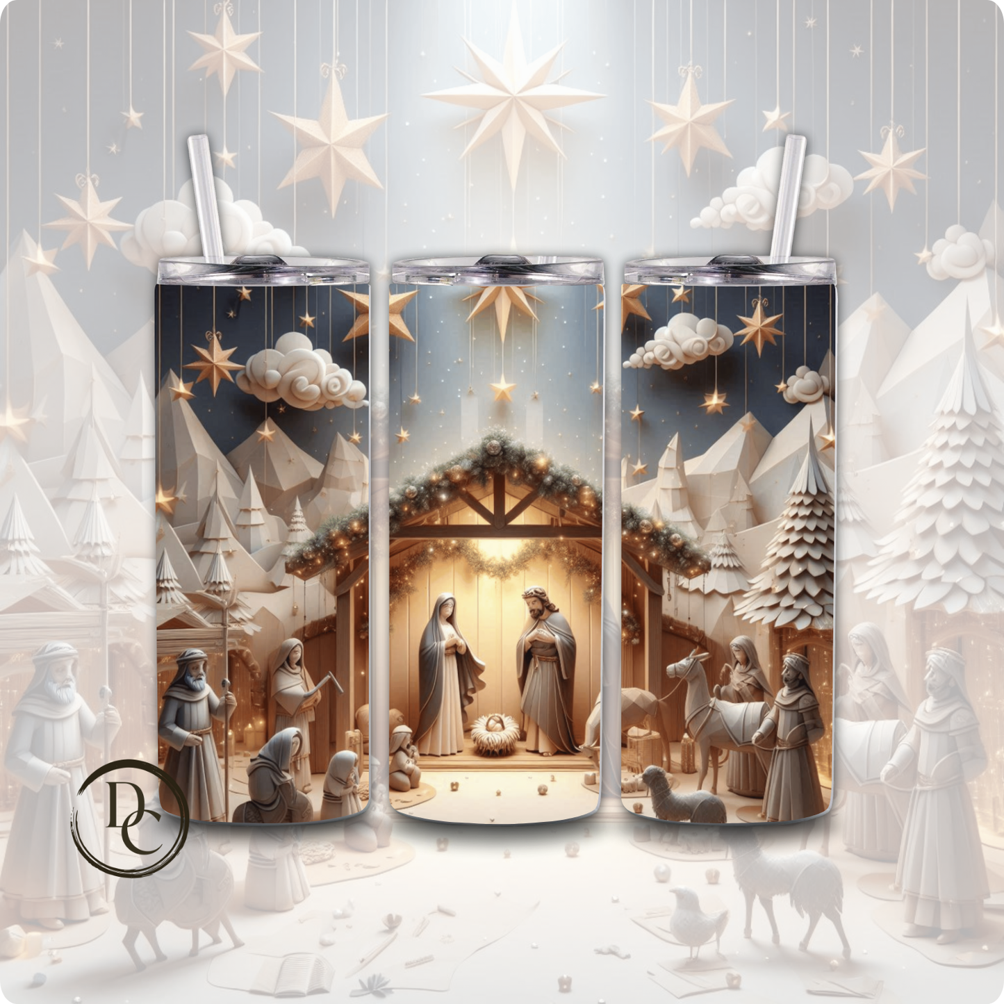 Nativity Christmas 20 oz Custom Sublimation Tumbler Stainless Steel #9