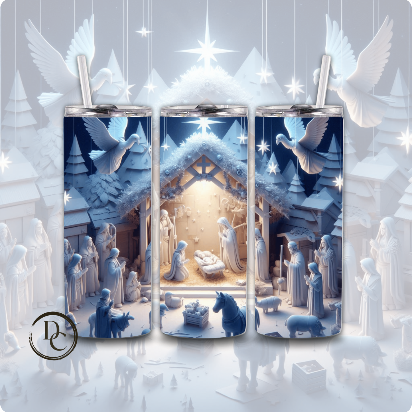 Nativity Christmas 20 oz Custom Sublimation Tumbler Stainless Steel #10