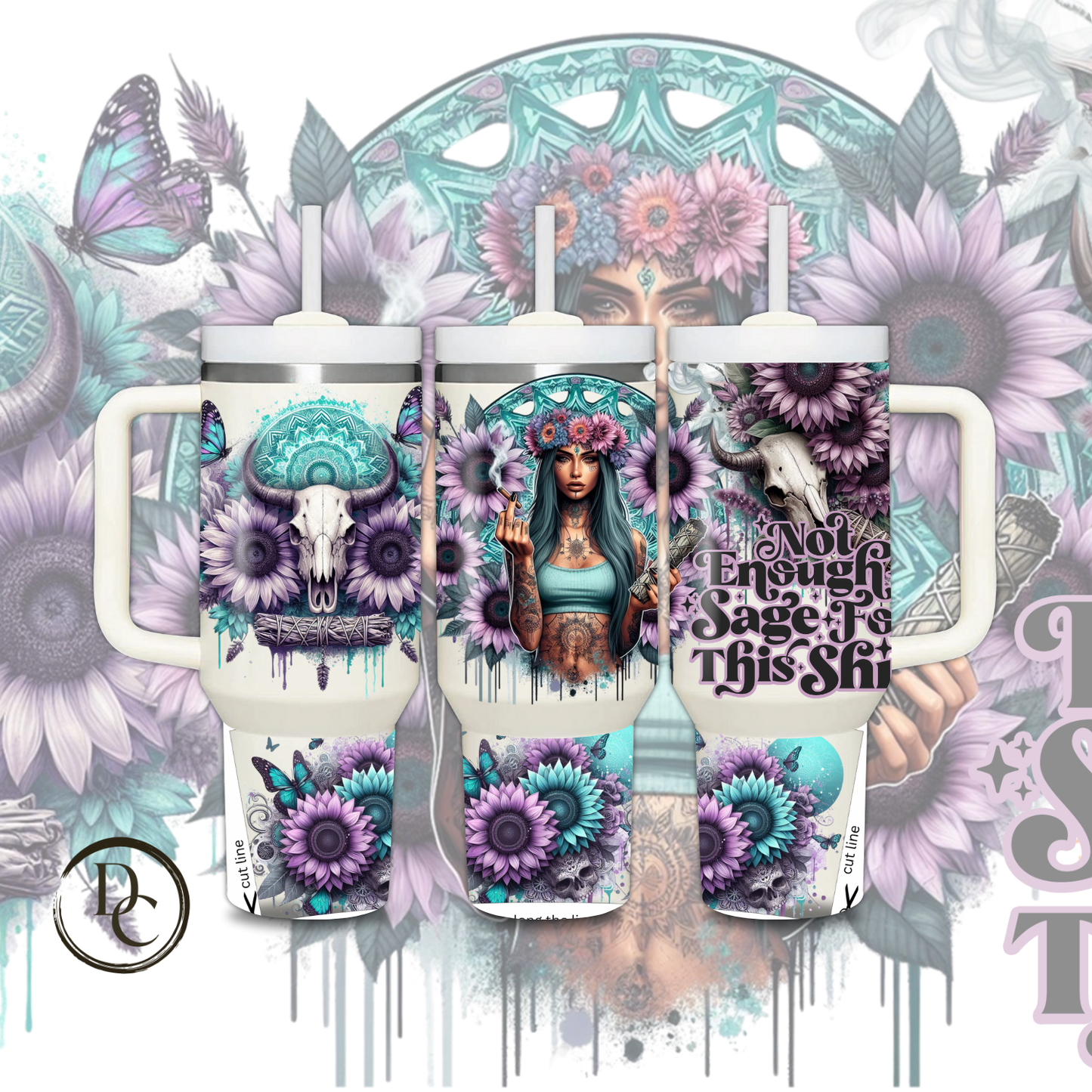 Bad Bitch Skull Flower 30 oz & 40 oz Custom Sublimation Tumbler Stainless Steel