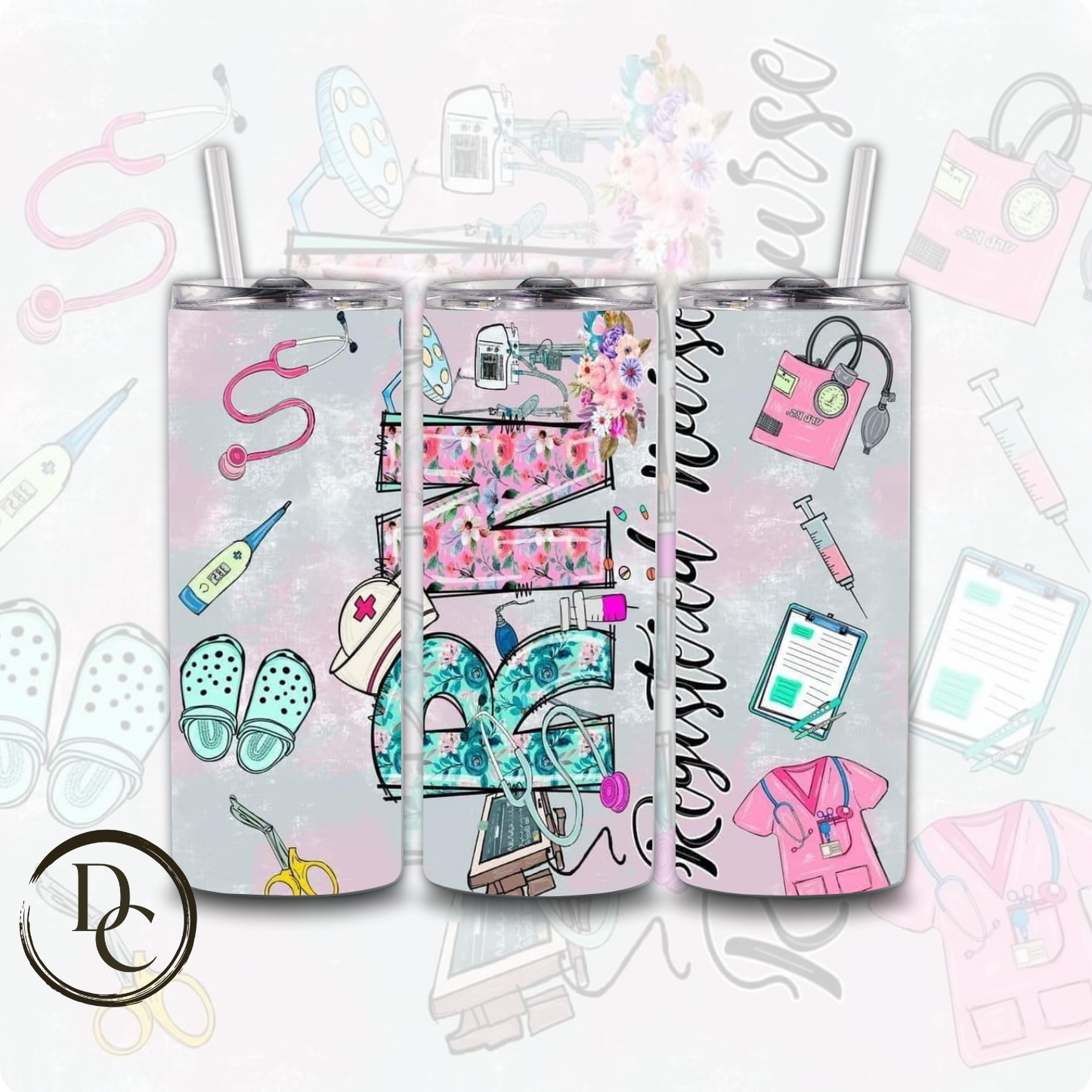 Nurse Lepard 20 oz Custom Sublimation Tumbler Stainless Steel# 15