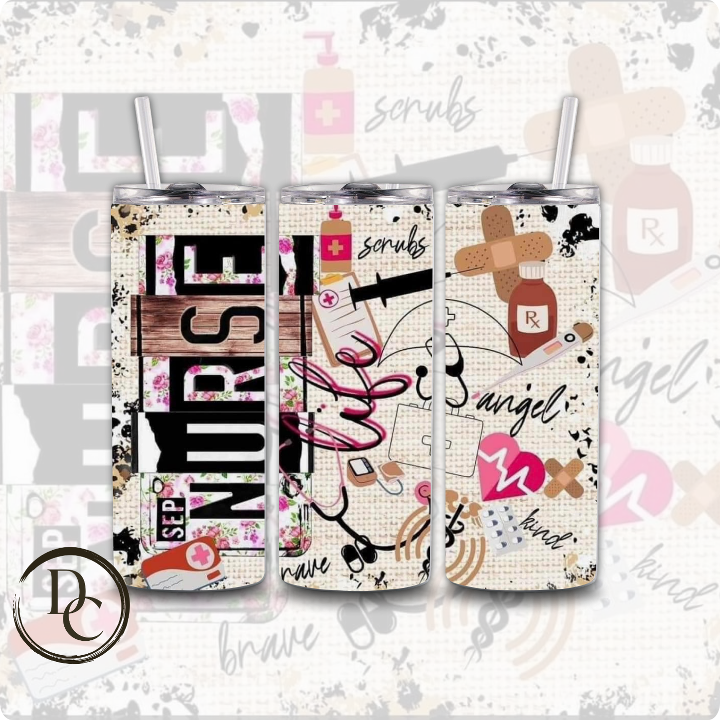 Nurse 20 oz Custom Sublimation Tumbler Stainless Steel # 18