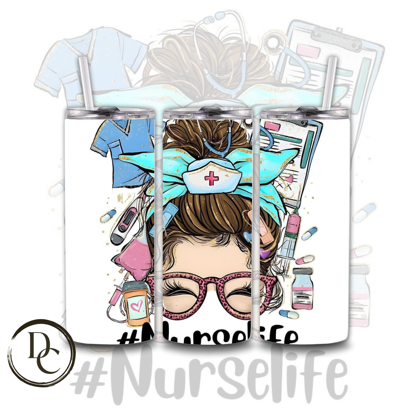 RN Registered Nurse 20 oz Custom Sublimation Tumbler Stainless Steel #4