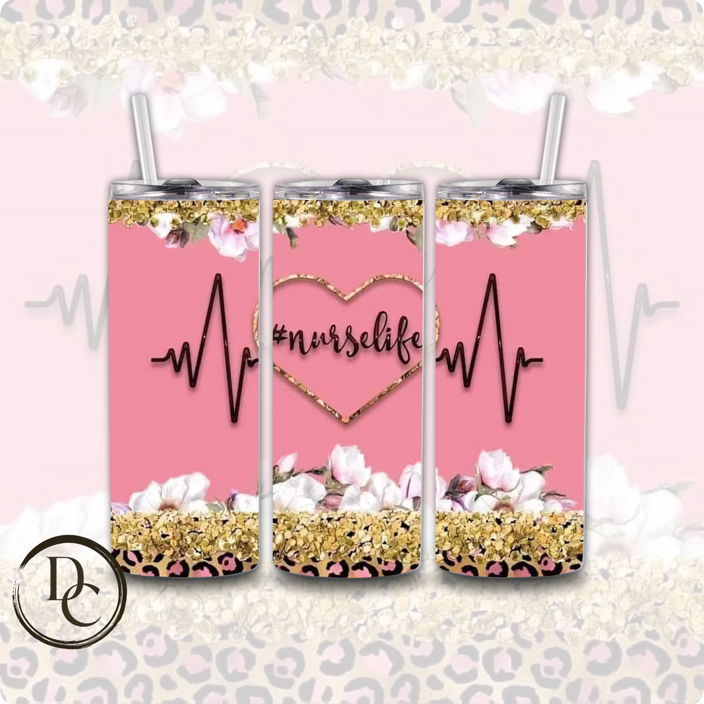 Nurse Love Inspire Heal 20 oz Custom Sublimation Tumbler Stainless Steel #6