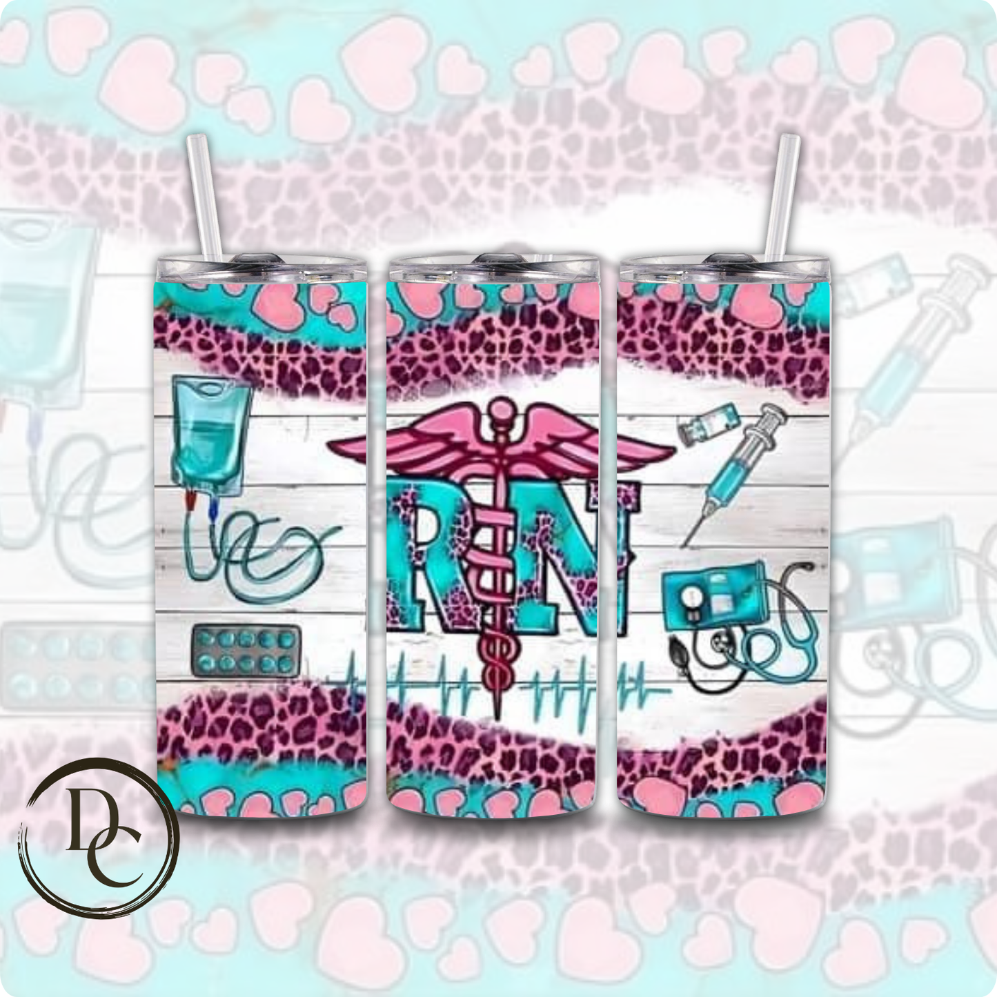 Nurse Leopard Print 20 oz Custom Sublimation Tumbler Stainless Steel # 9