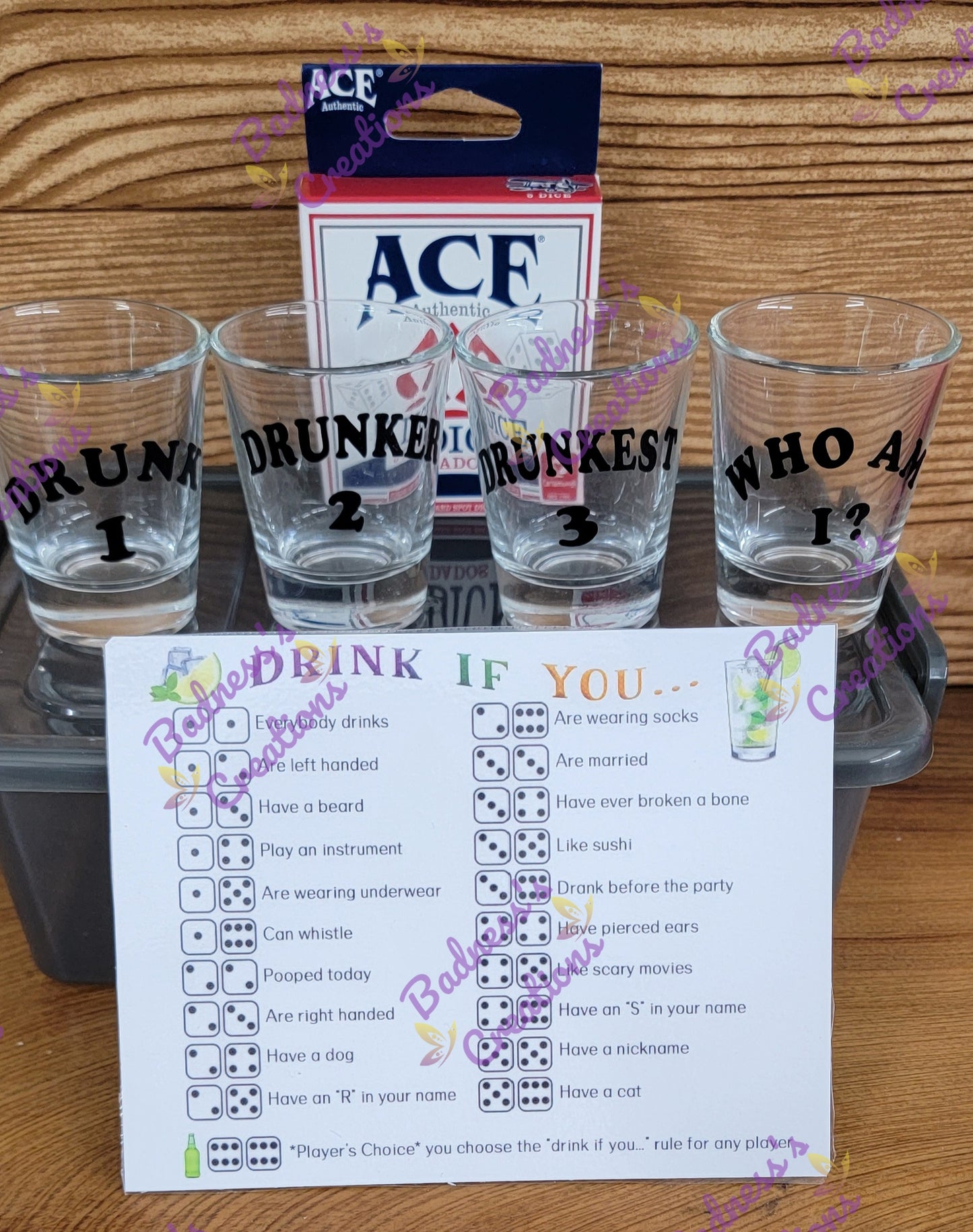 Drunk Dice/ Drinking Game set/ Dice Game/ Party Game/ Adult Drinking Game