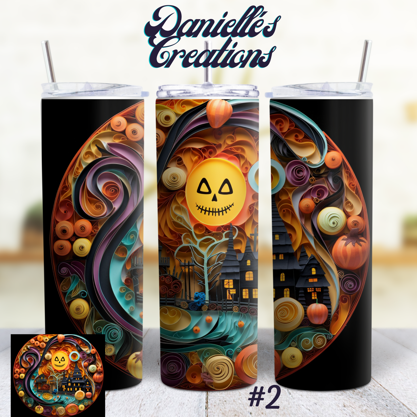 Halloween 20 oz Skinny Sublimation tumblers Jack pumpkin #6