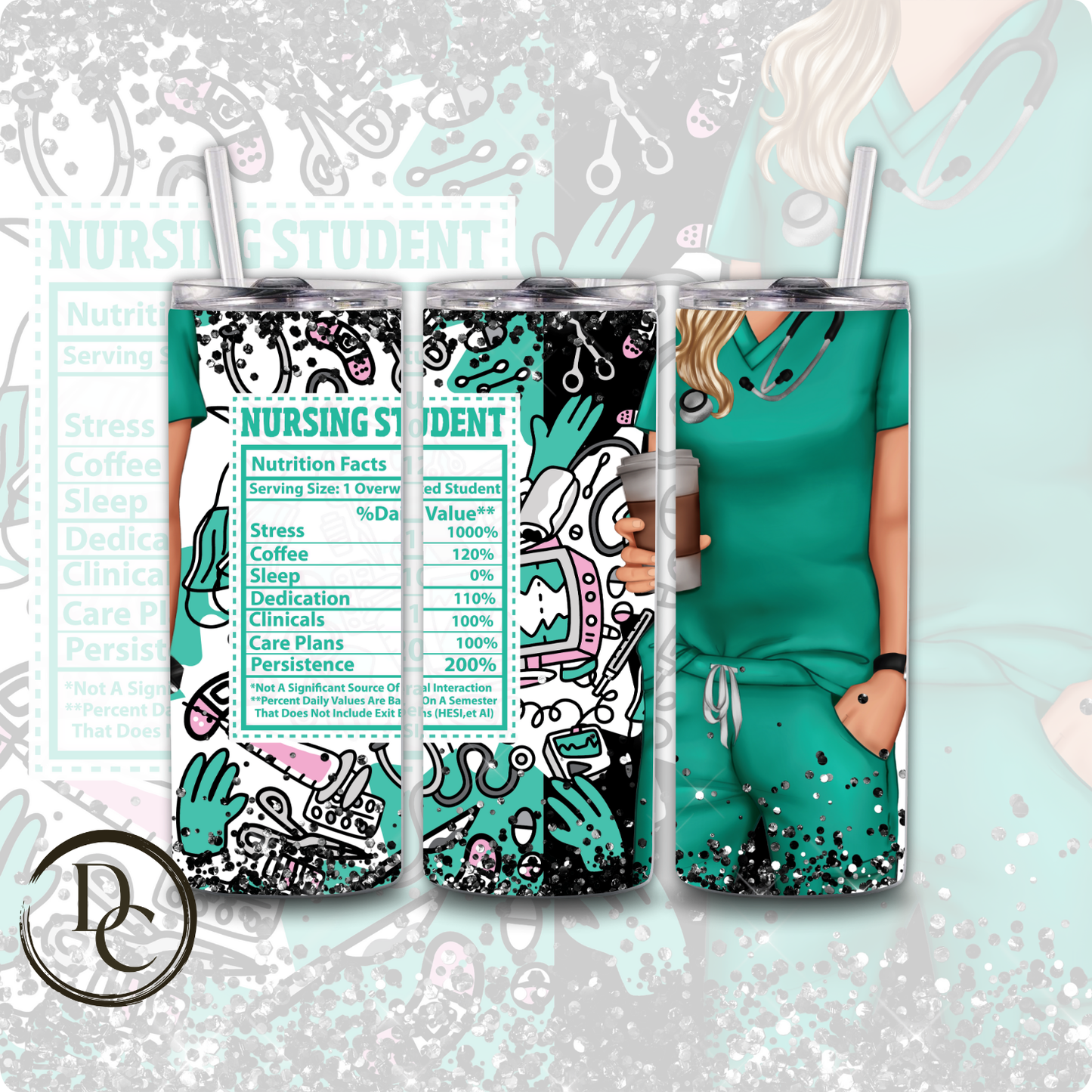 Not All Angels Have Wings Some Have Scrubs 20 oz Stainless Steel Custom Sublimation Tumbler #25